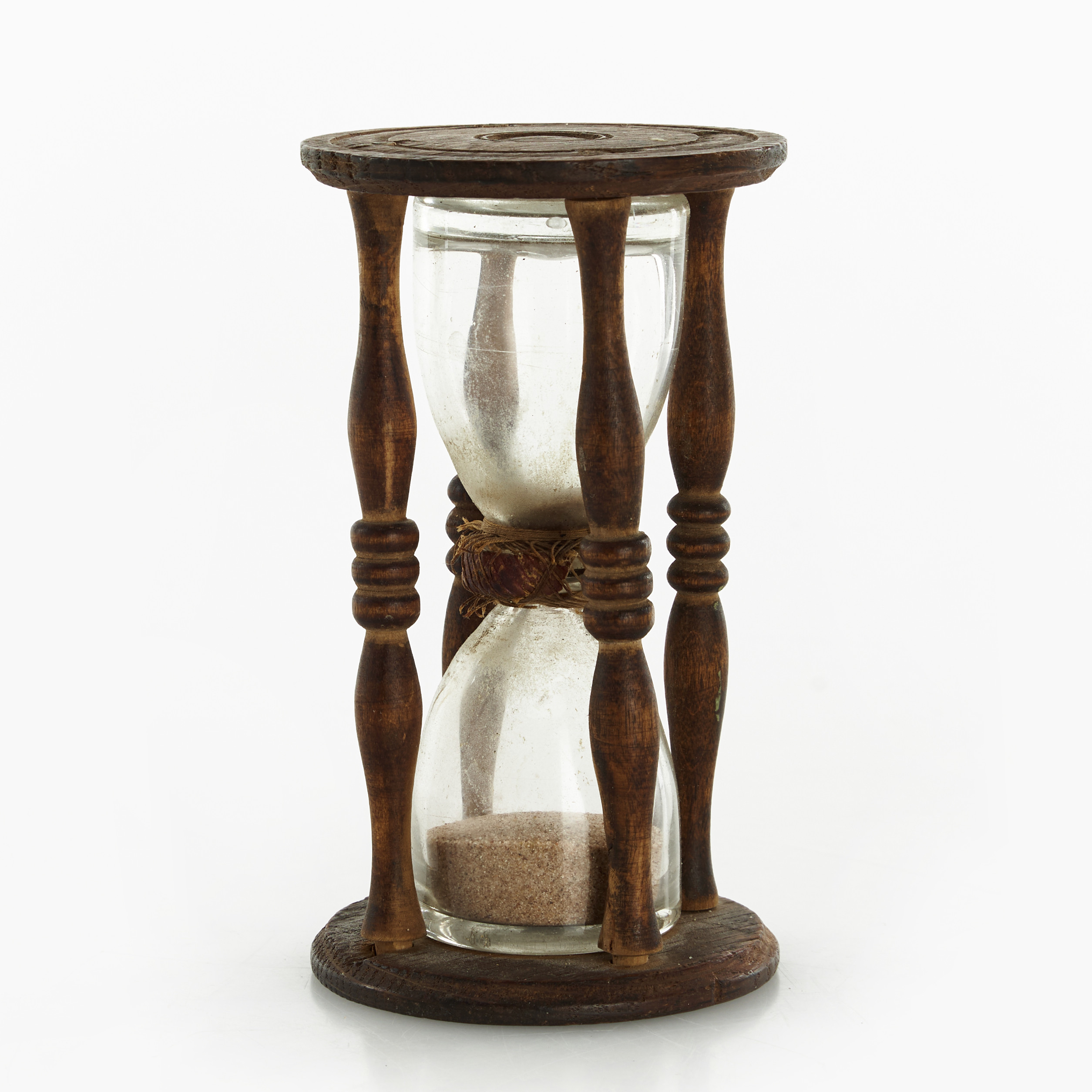 TIMGLAS, trä, glas, sand, 1800-tal, svarvade detaljer.