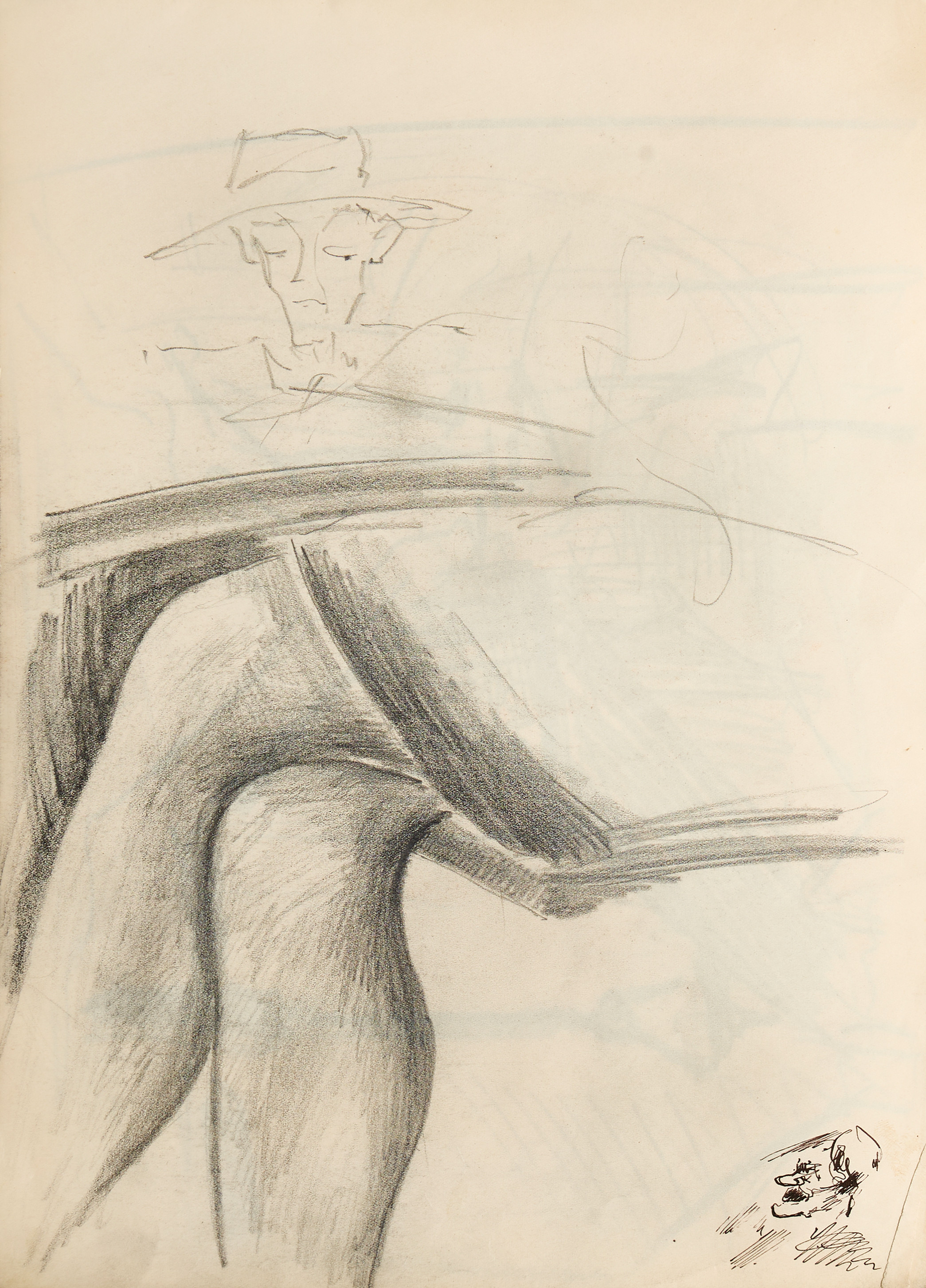 LENNART ROSENSOHN (1918-1994). 2 st skissblock varav en signerad, blyerts samt krita.