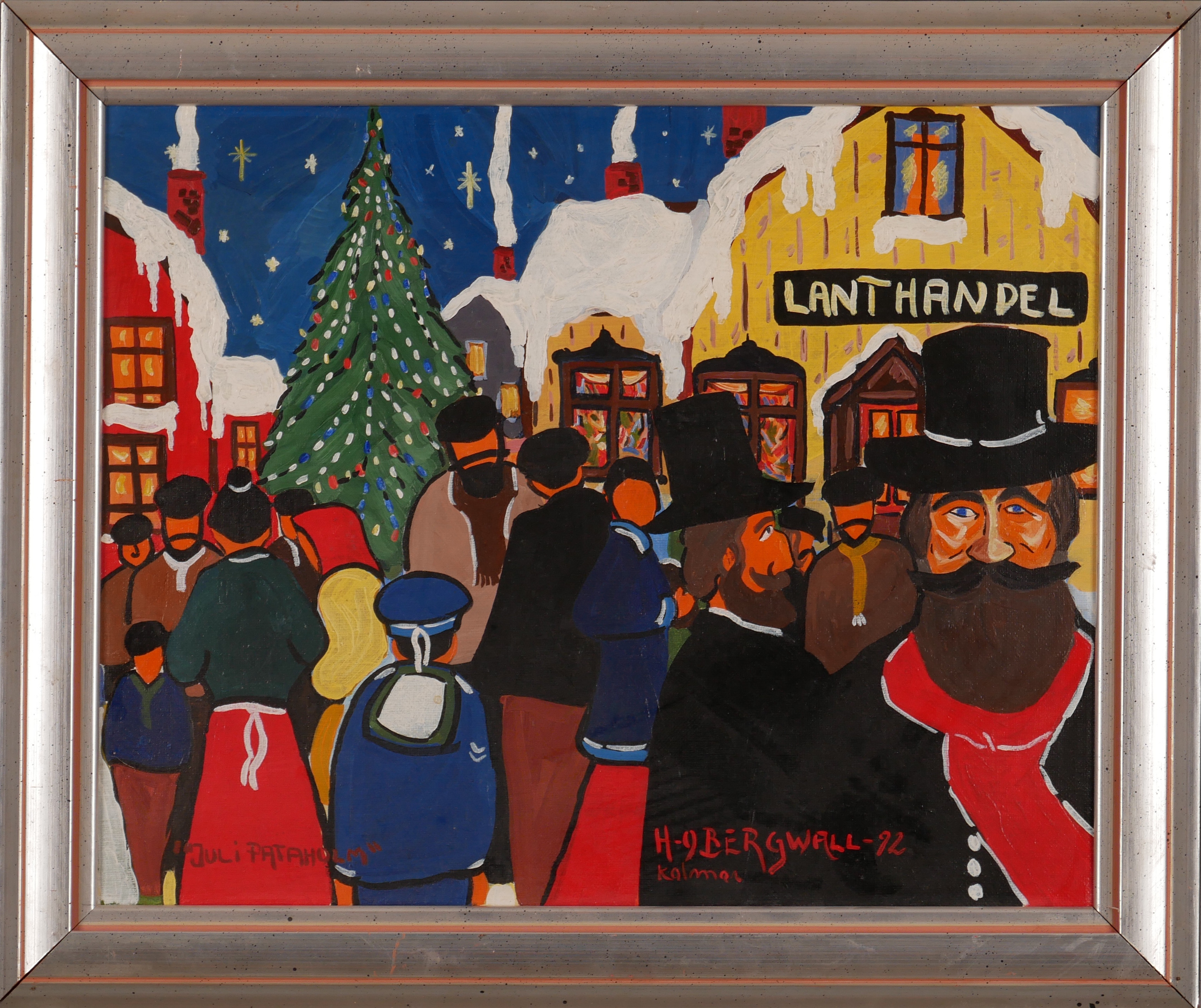 HANS-OLAV BERGWALL. "Jul i Pataholm", olja på duk, signerad och daterad -92.