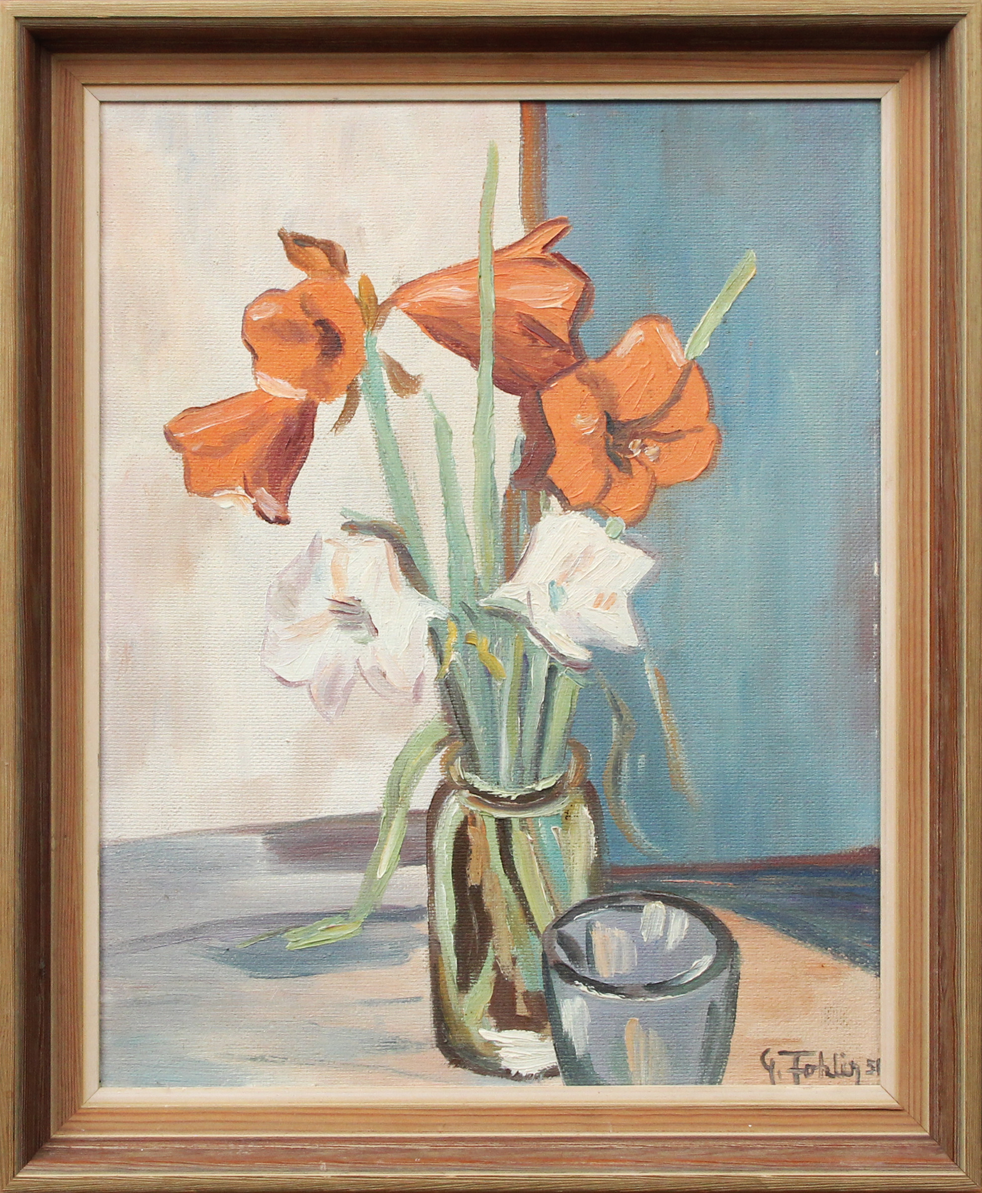 GUNNAR  FOHLIN. OLJA, på pannå, signerad, 1950-tal.