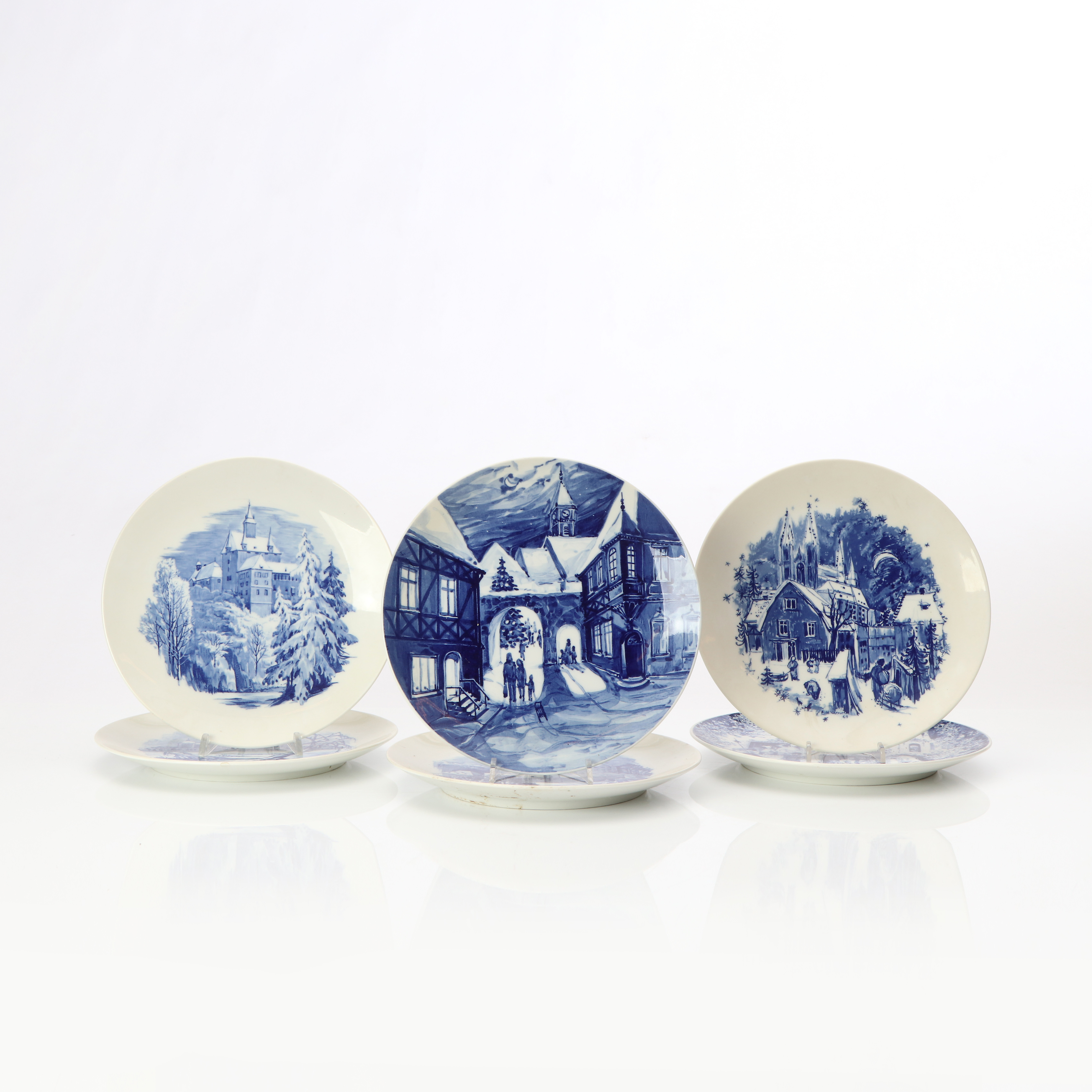 MEISSEN, ÅRSTALLRIKAR, SEX ST. Porslin. 1970-tal.