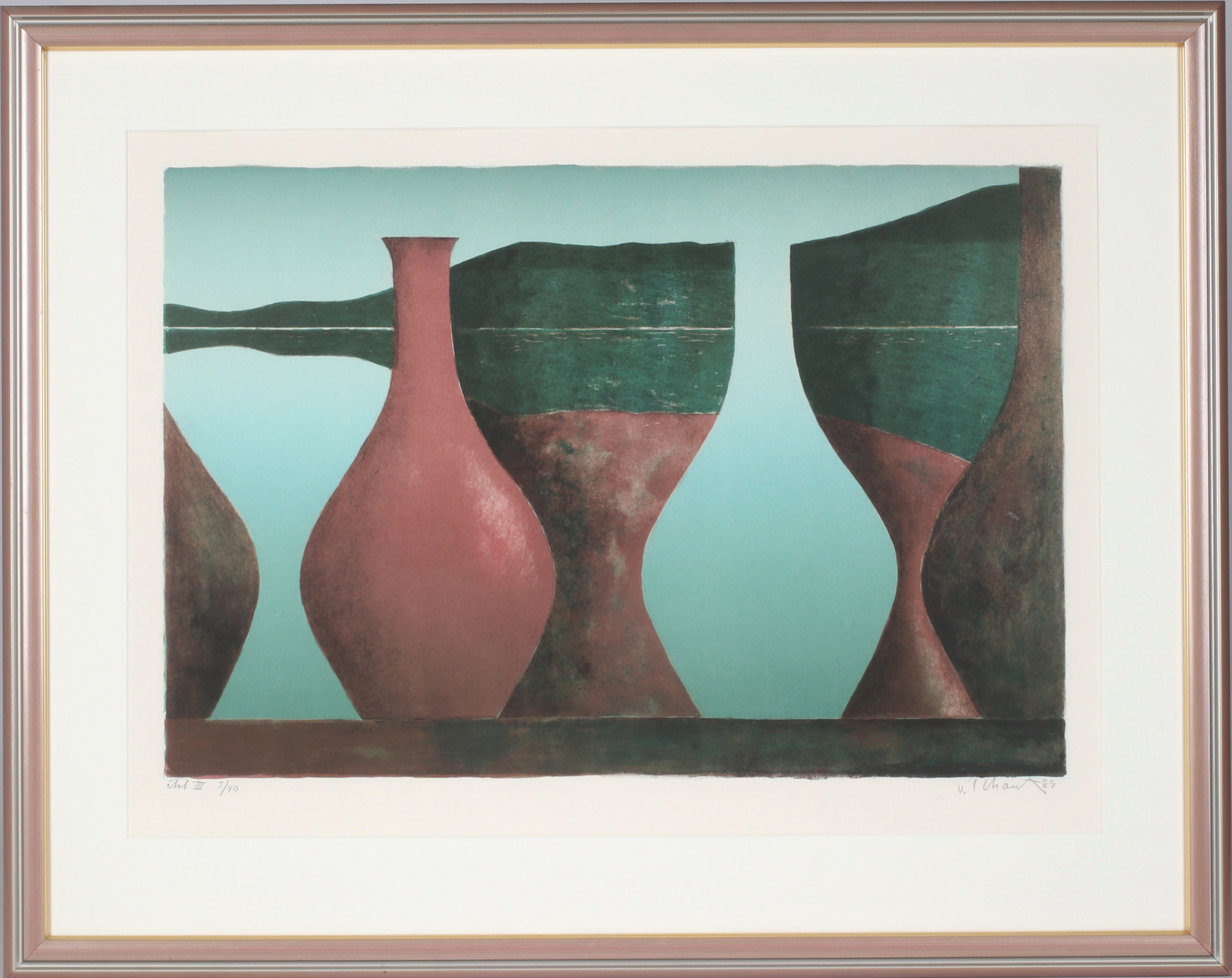 PHILIP VON SCHANTZ. "Kvällsstilleben", litografi, signerad och numrerad etat III 5/40, daterad 89.