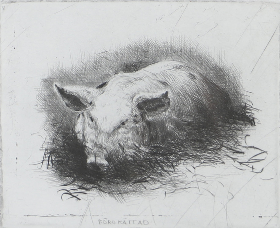 LENNART OLAUSSON. "Förorättad", torrnålsgravyr, signerad -90.