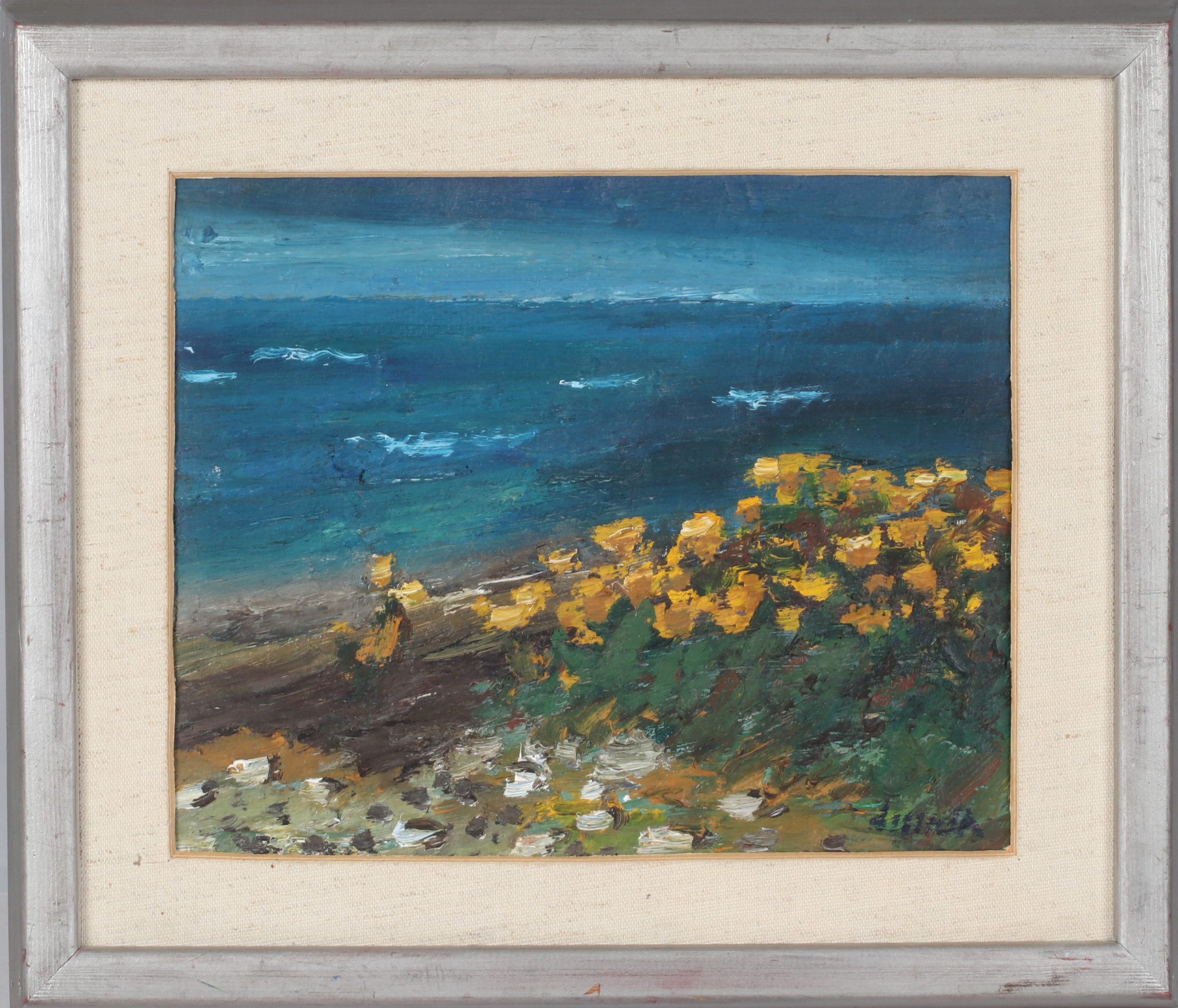 KARL BERTIL LUNDH. Havsstrand, olja på pannå, signerad.