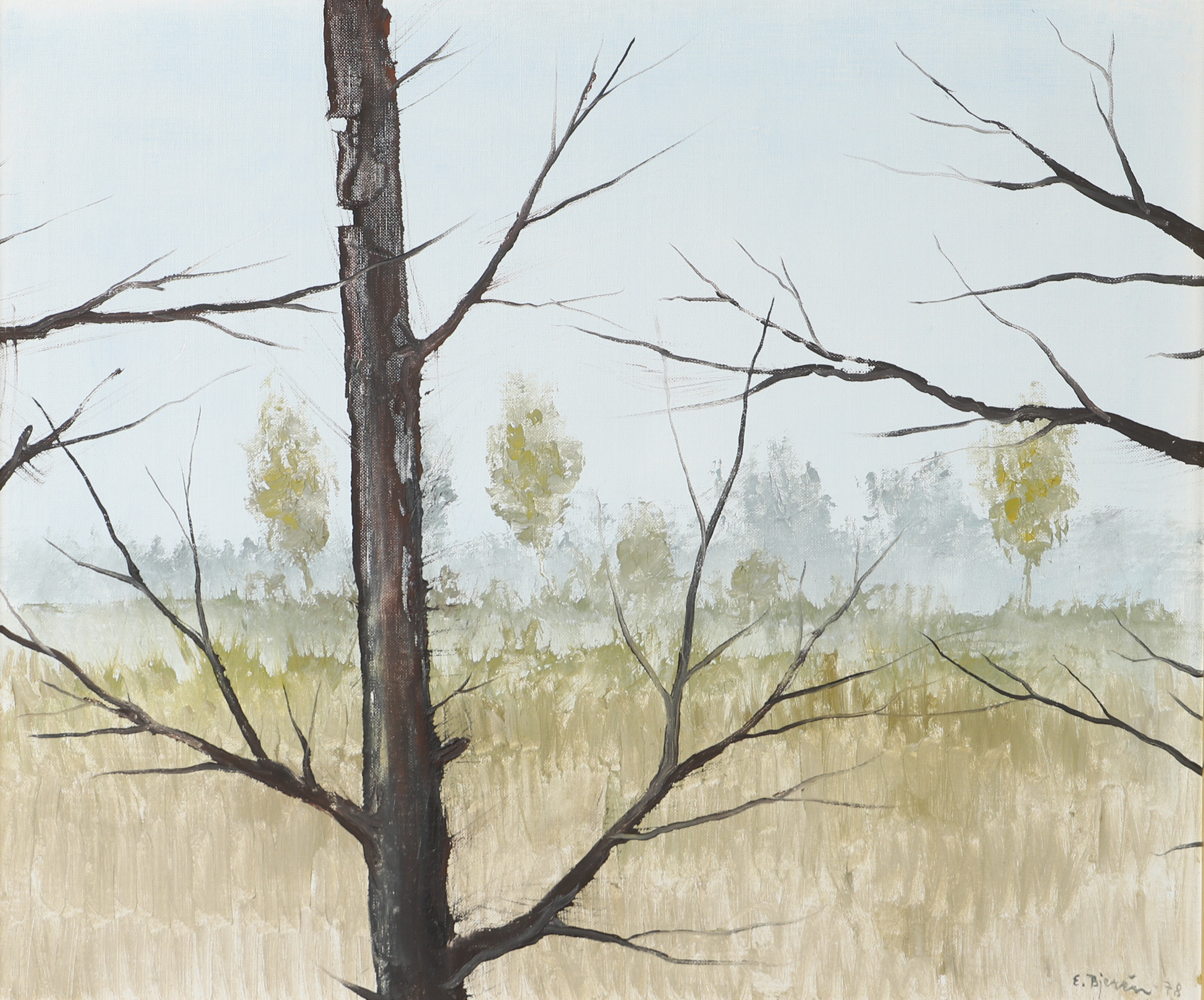 EKE BJERÉN. Landskap med träd, olja på duk, signerad E. Bjerén -78.