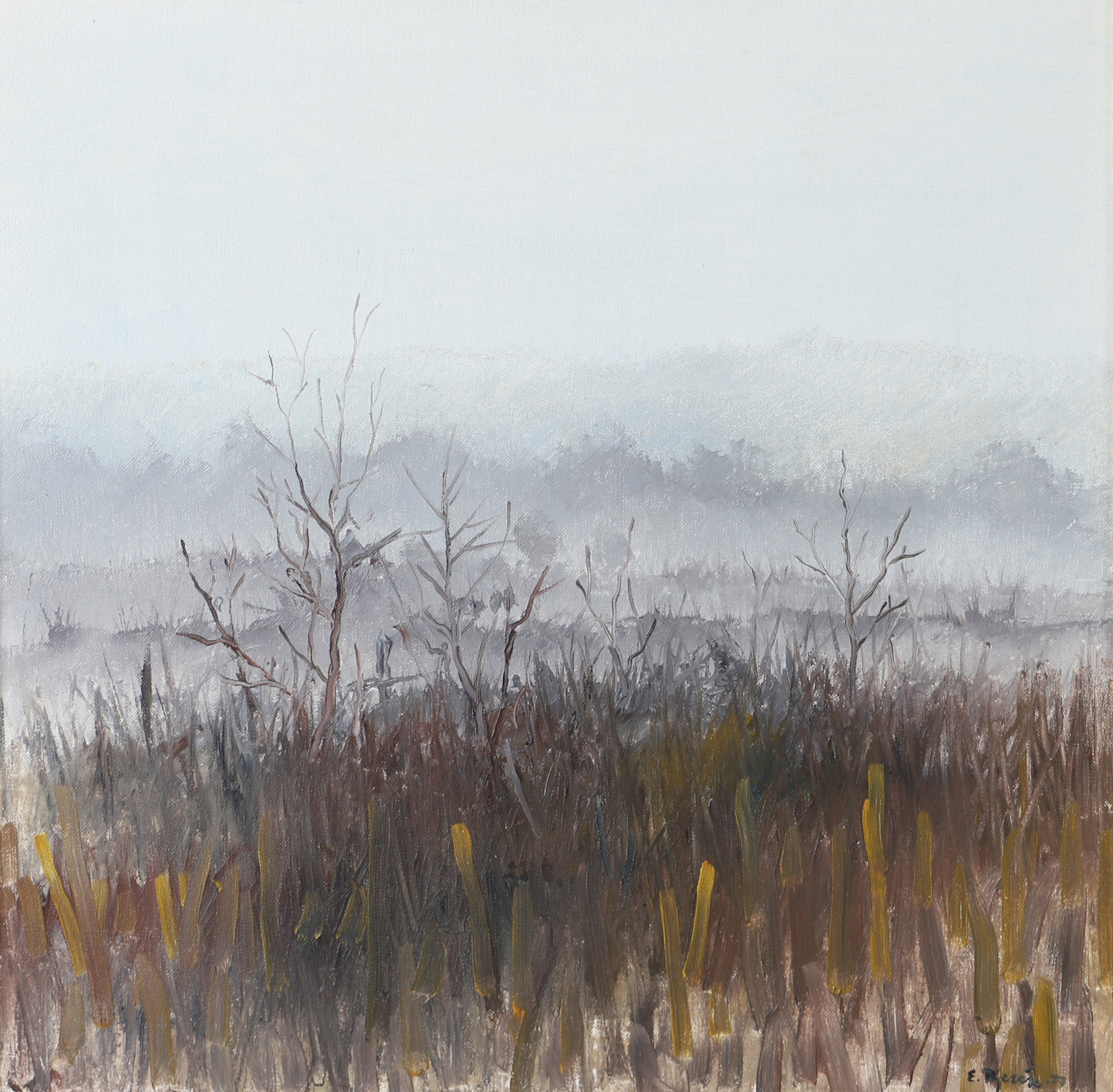 EKE BJERÉN. Landskap med träd, olja på duk, signerad E. Bjerén -78.