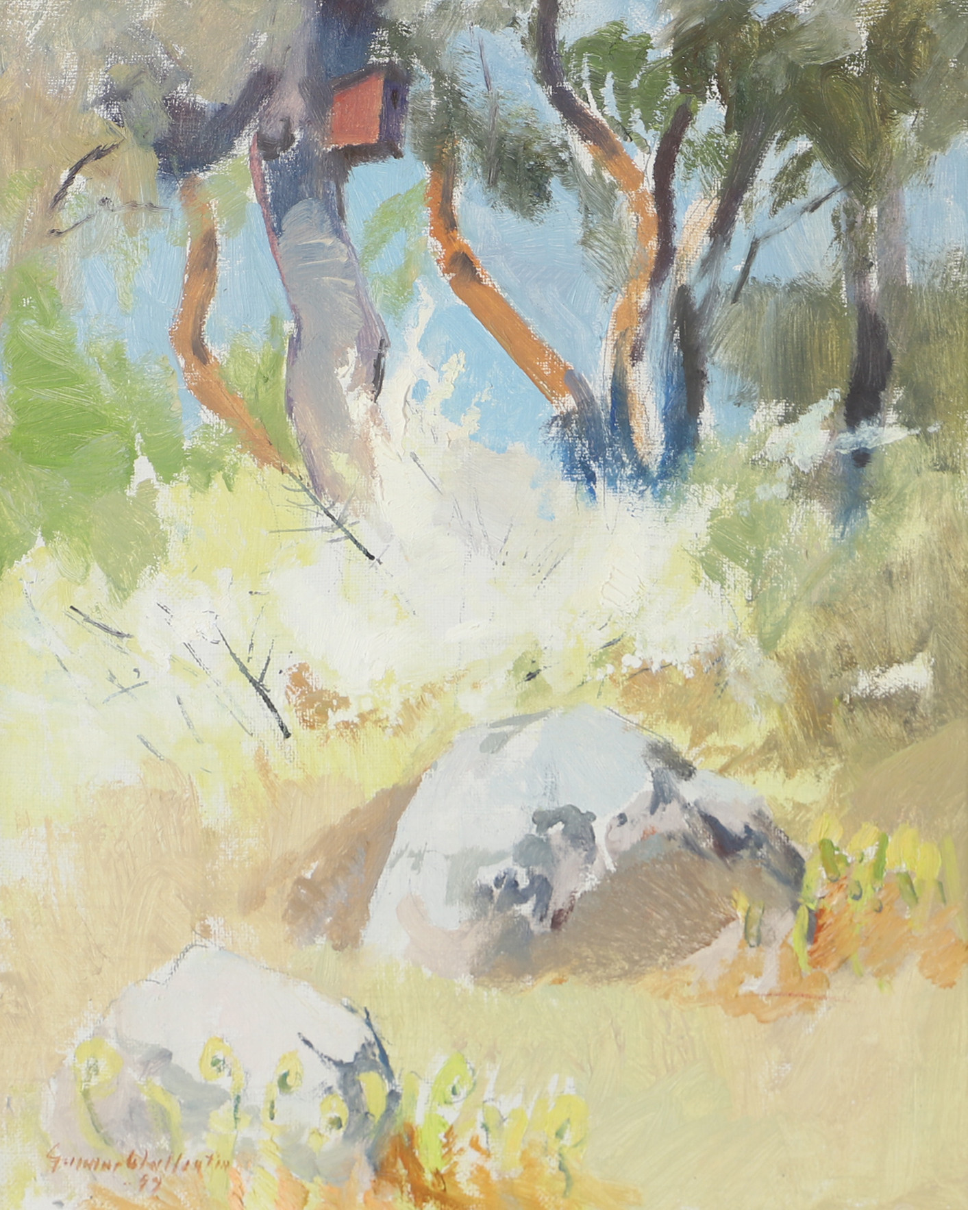 GUNNAR WALLENTIN. Landskap med stenar, olja på duk, signerad.