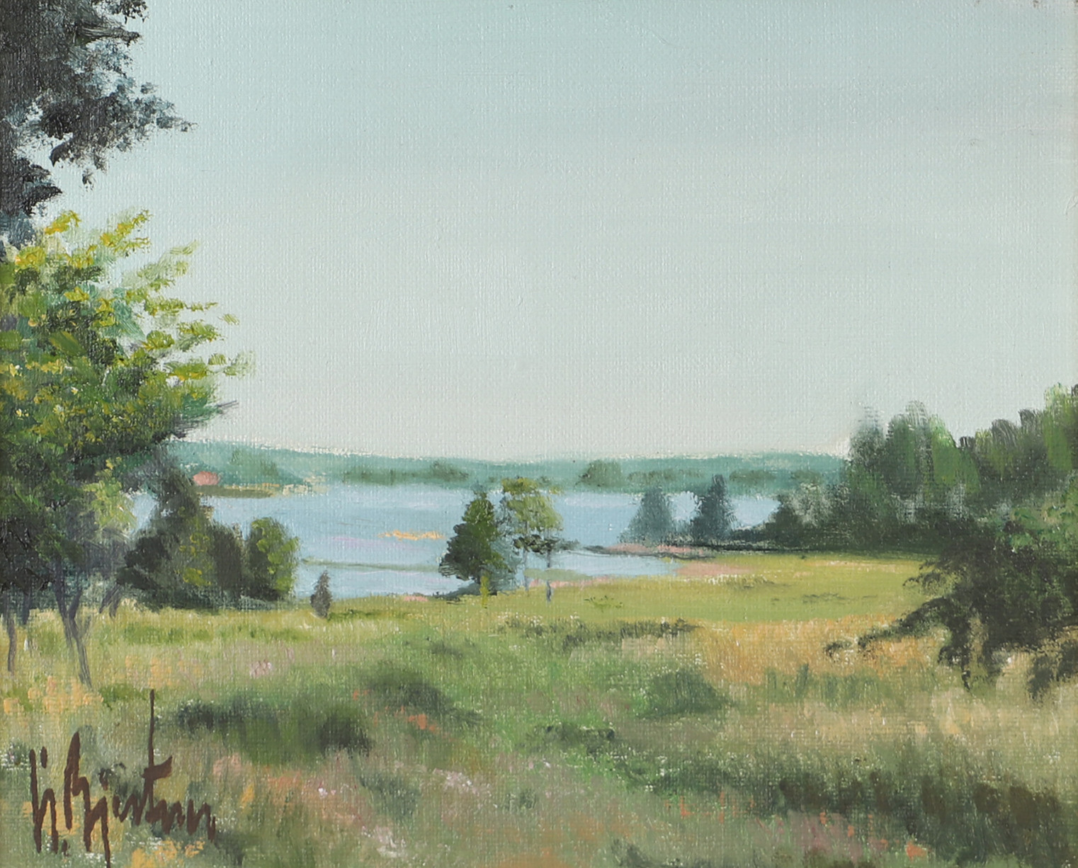 GÖTE BJERTNER. Sjölandskap, olja på duk, signerad G. Bjertner.