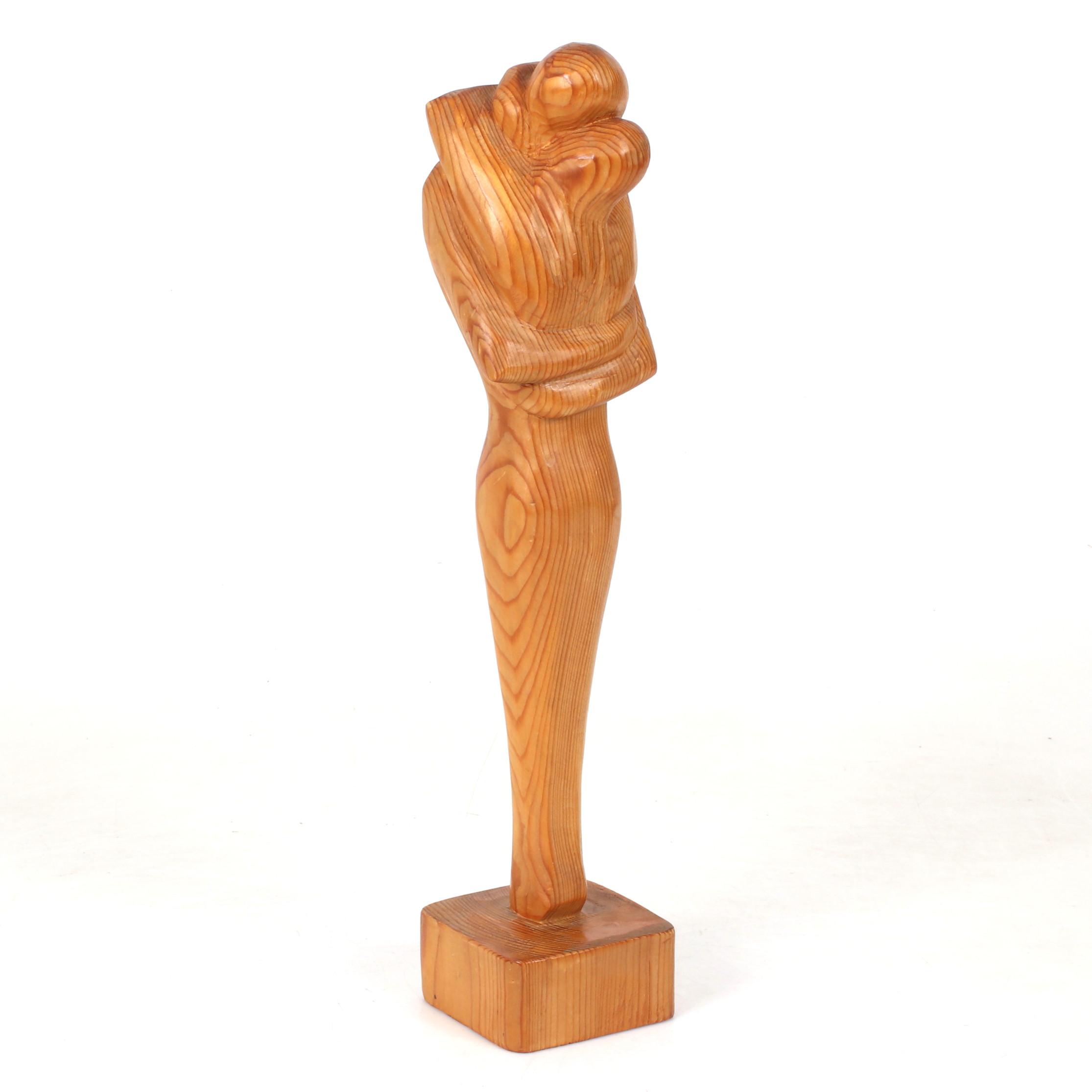 BENGT FRANSSON. Skulptur, "Kram", snidad furu, signerad och daterad 66.