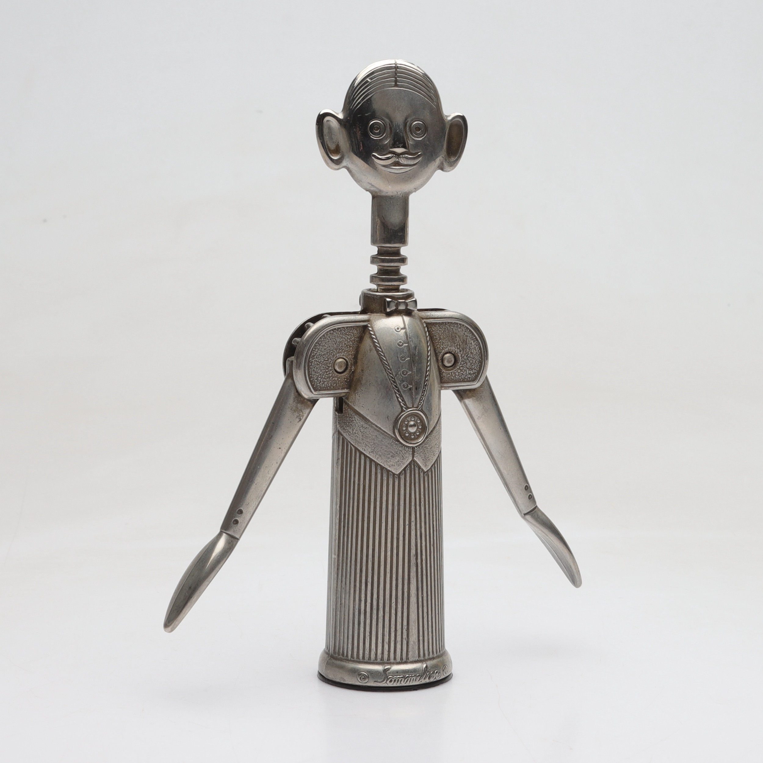 ALDO COLOMBO. korkskruv, vitmetall, "Sommelier", Italien, 1900-talets andra hälft.