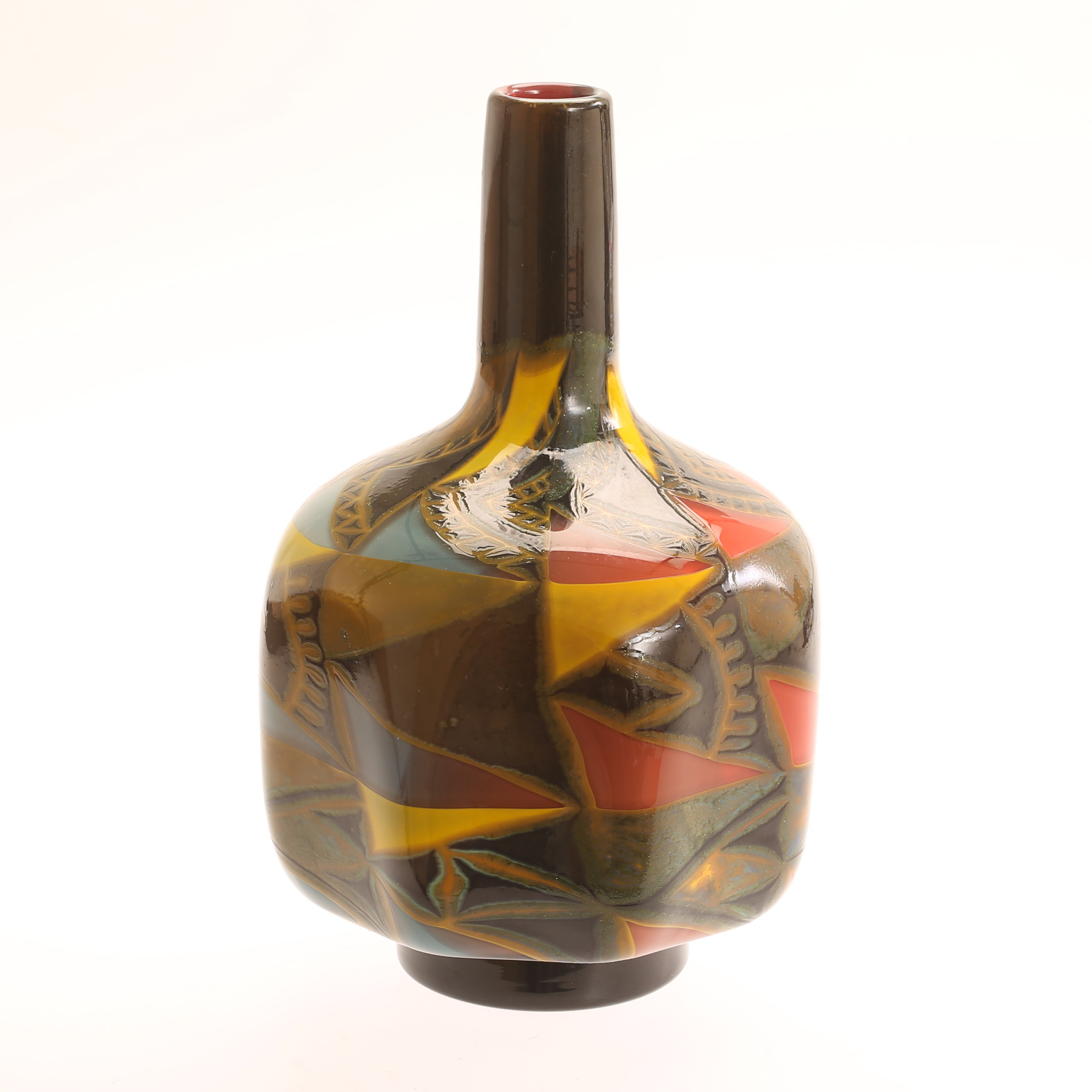 EVA ENGLUND. Vas, glas, "Millefiori", glas, Orrefors.