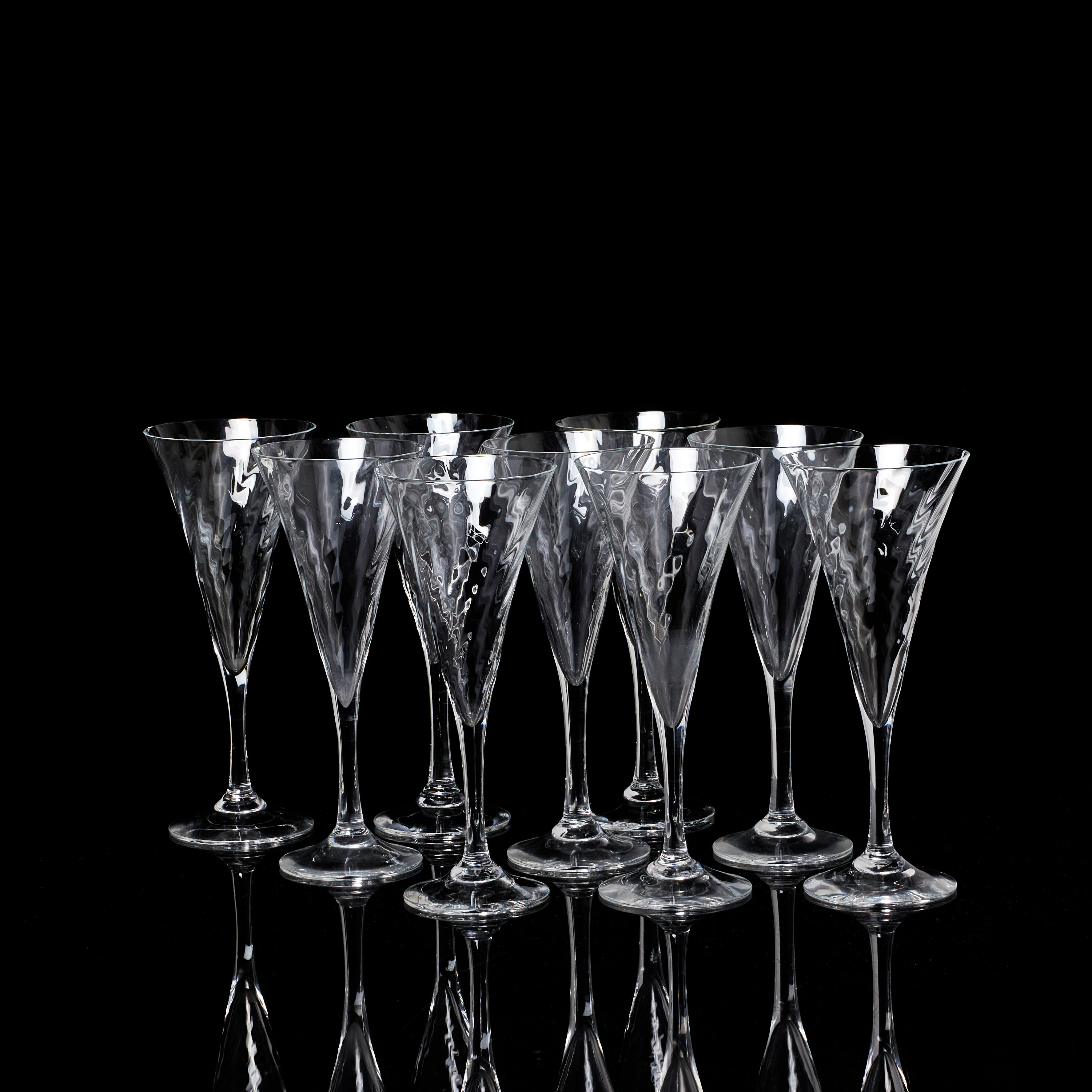 GUNNAR CYRÉN. Champagneglas, 9 st, "Helena", Orrefors.