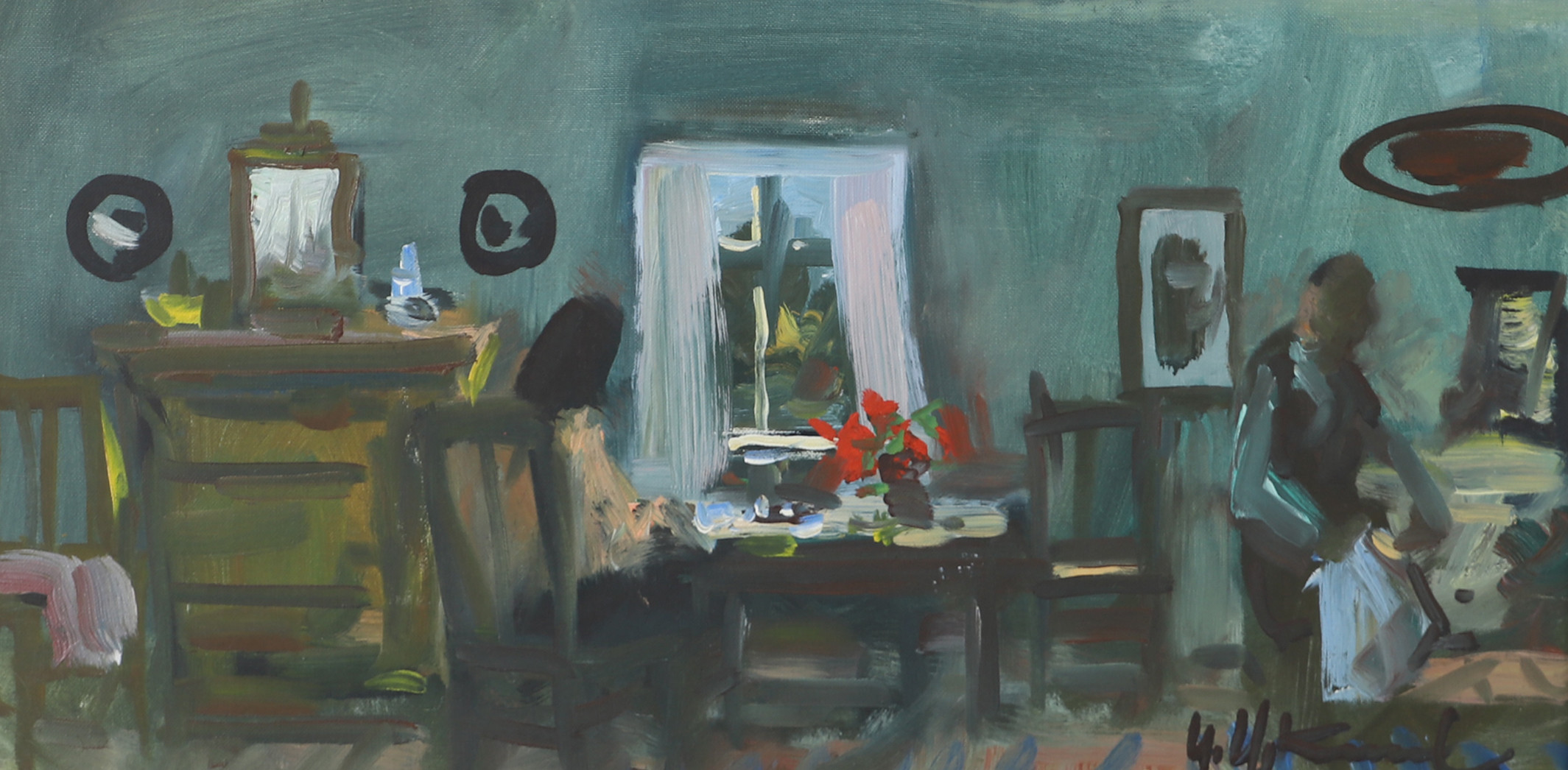 UNO HUBERT KARLSSON. Interiör, olja på duk, signerad.