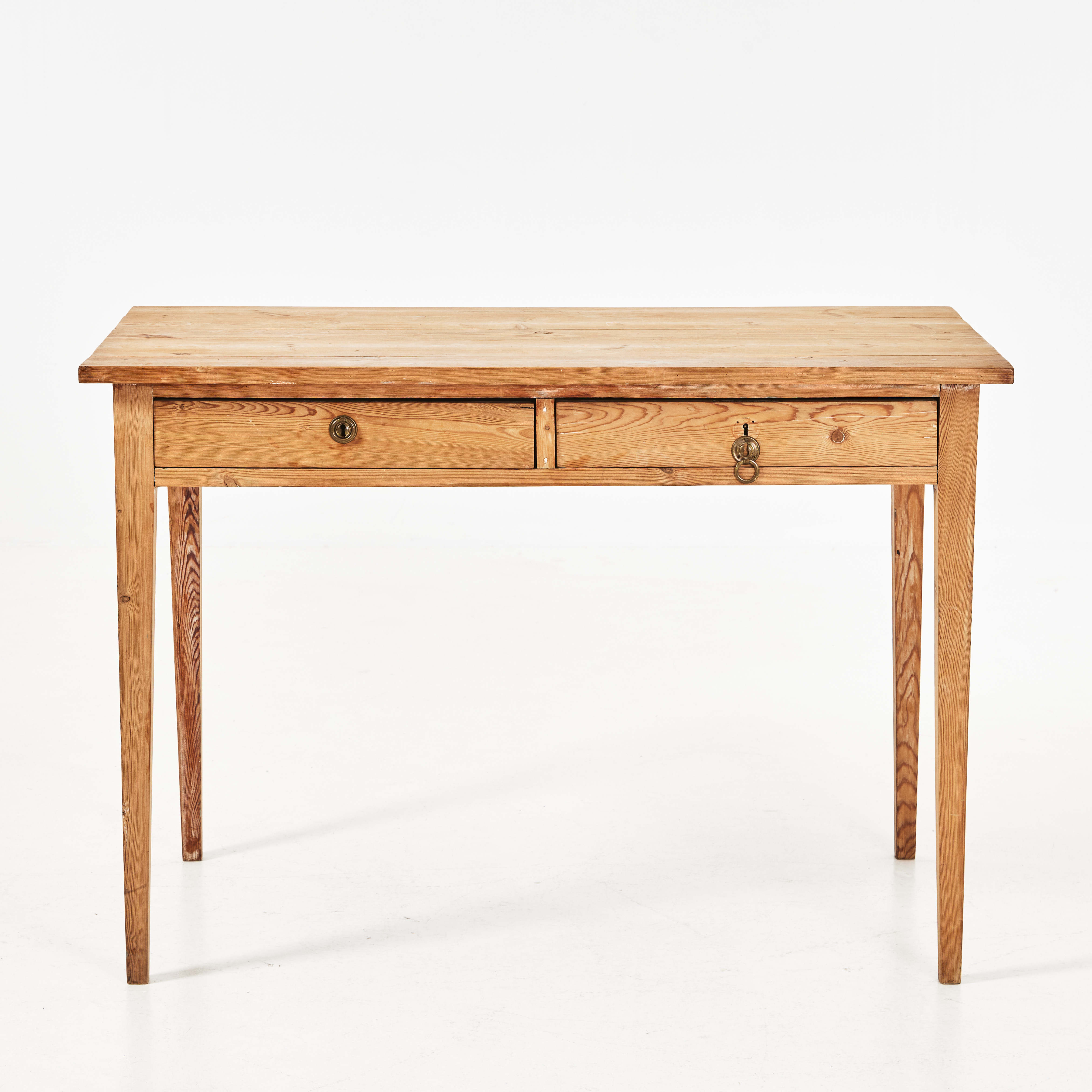 SKRIVBORD, furu, 2 lådor i sarg, 1900-tal.