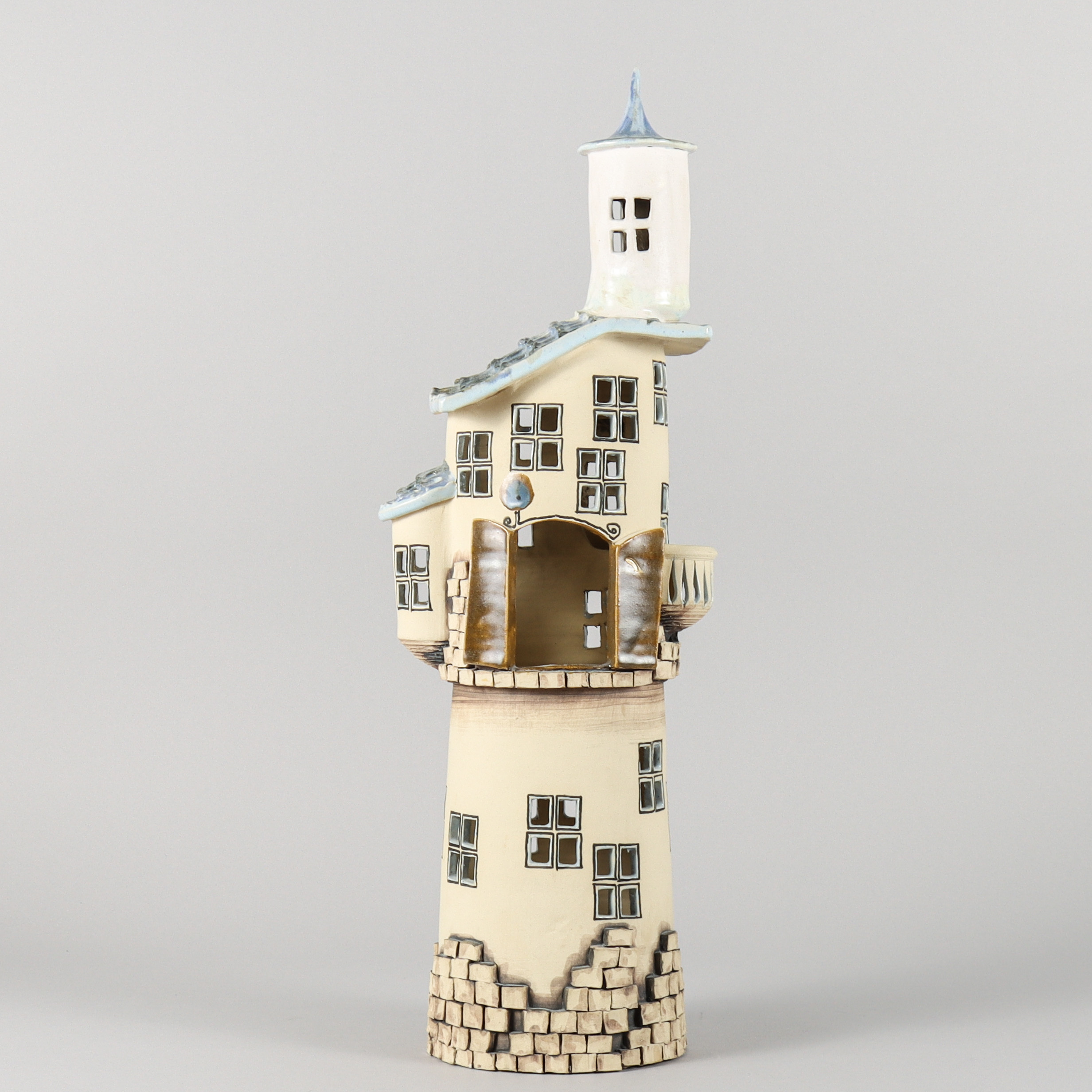 NINNIE FORSGREN skulptur, "Ljushus", delvis glaserad, signerad.