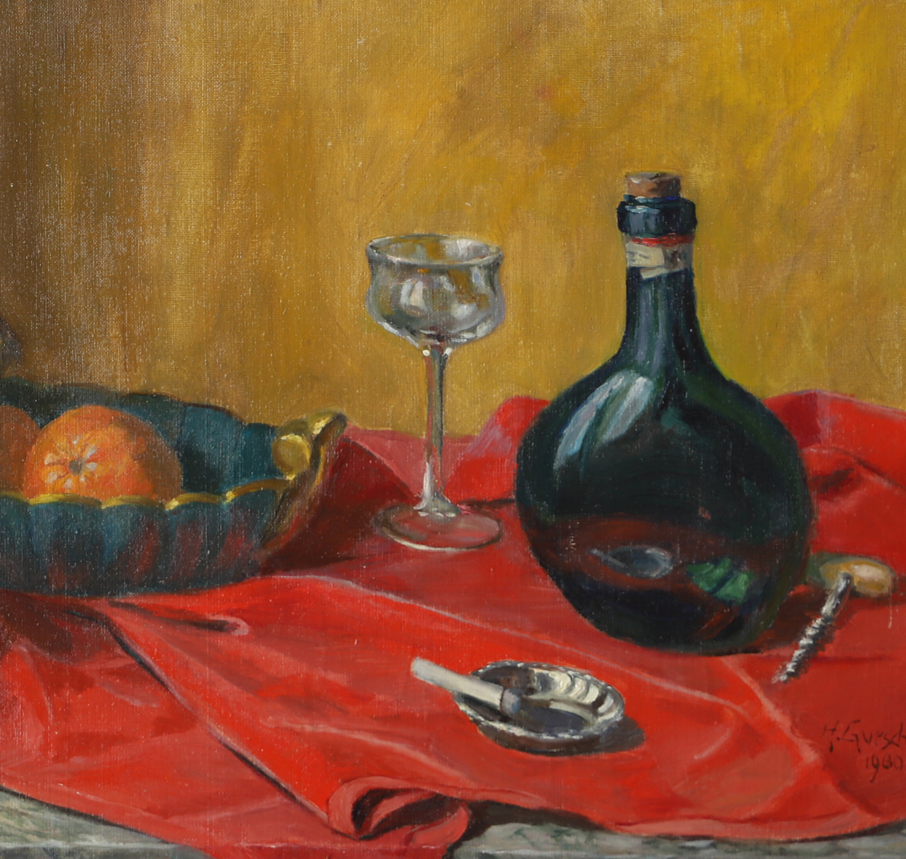 CARL HERMAN GURSCH. Stilleben, olja på pannå, signerad H. Gursch.