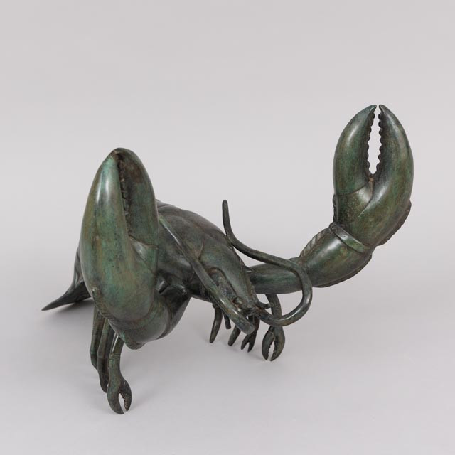 SKULPTUR, hummer, grönpatinerad brons, Art People Gallery, Sweden, stämplad A P G.