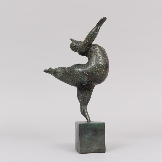 SKULPTUR, ballerina, grönpatinerad brons, Art People Gallery Sweden, stämplad APG.