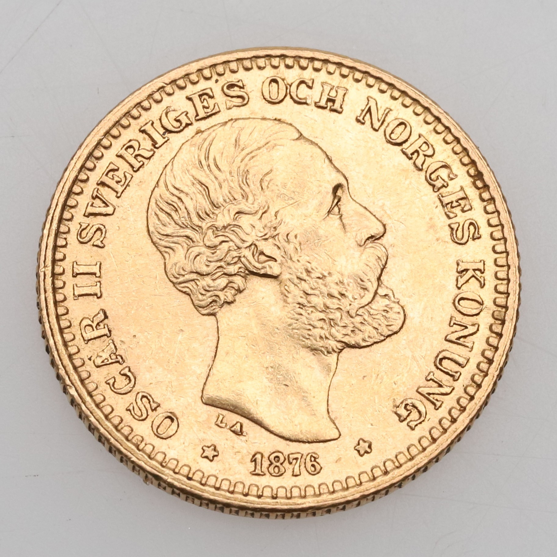 Guldmynt, 10kr, 21,6K guld, 4,47 gram, 1876.