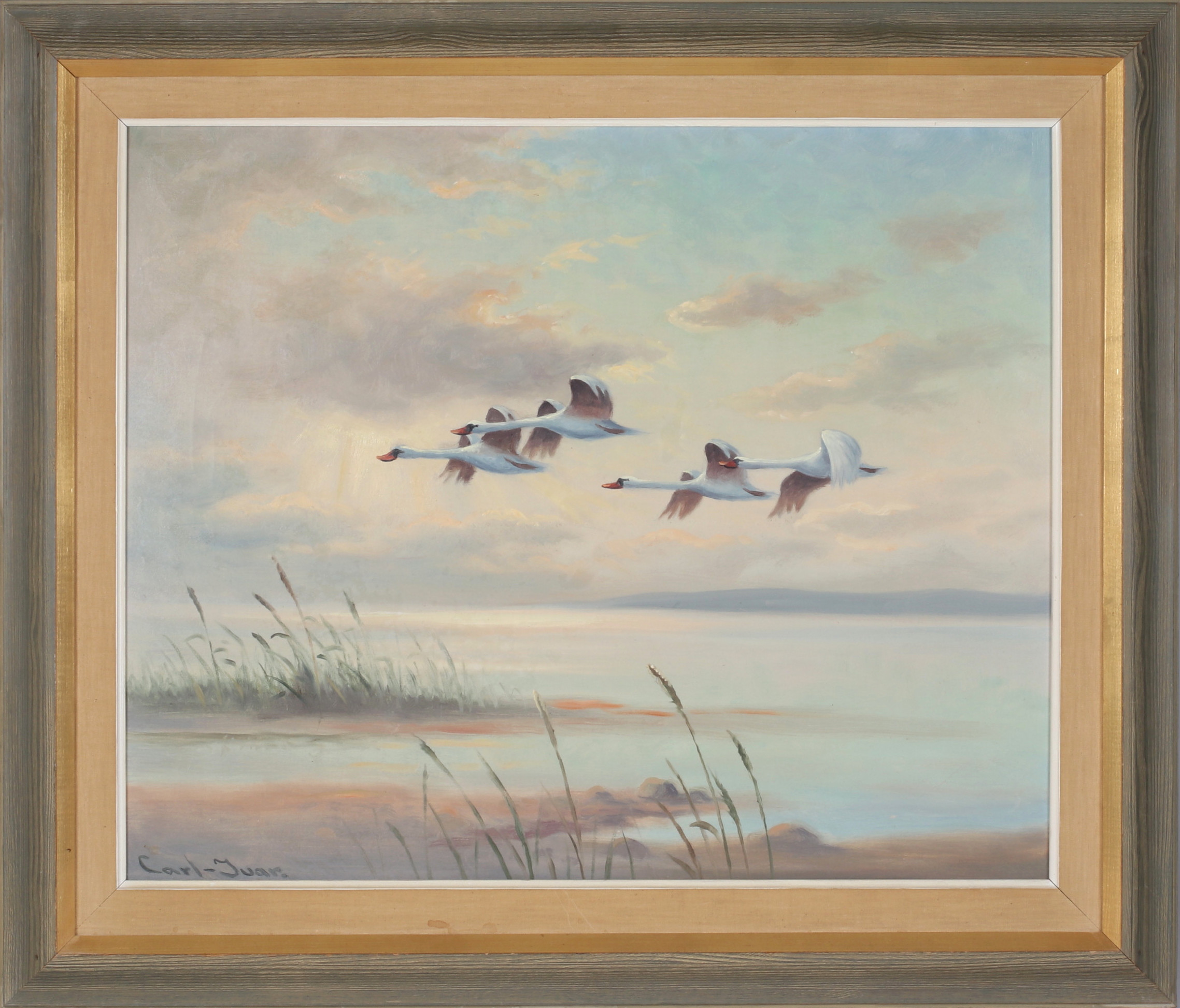 CARL-IVAR ÖFVERBECK. Svanar, olja på duk, signerad.