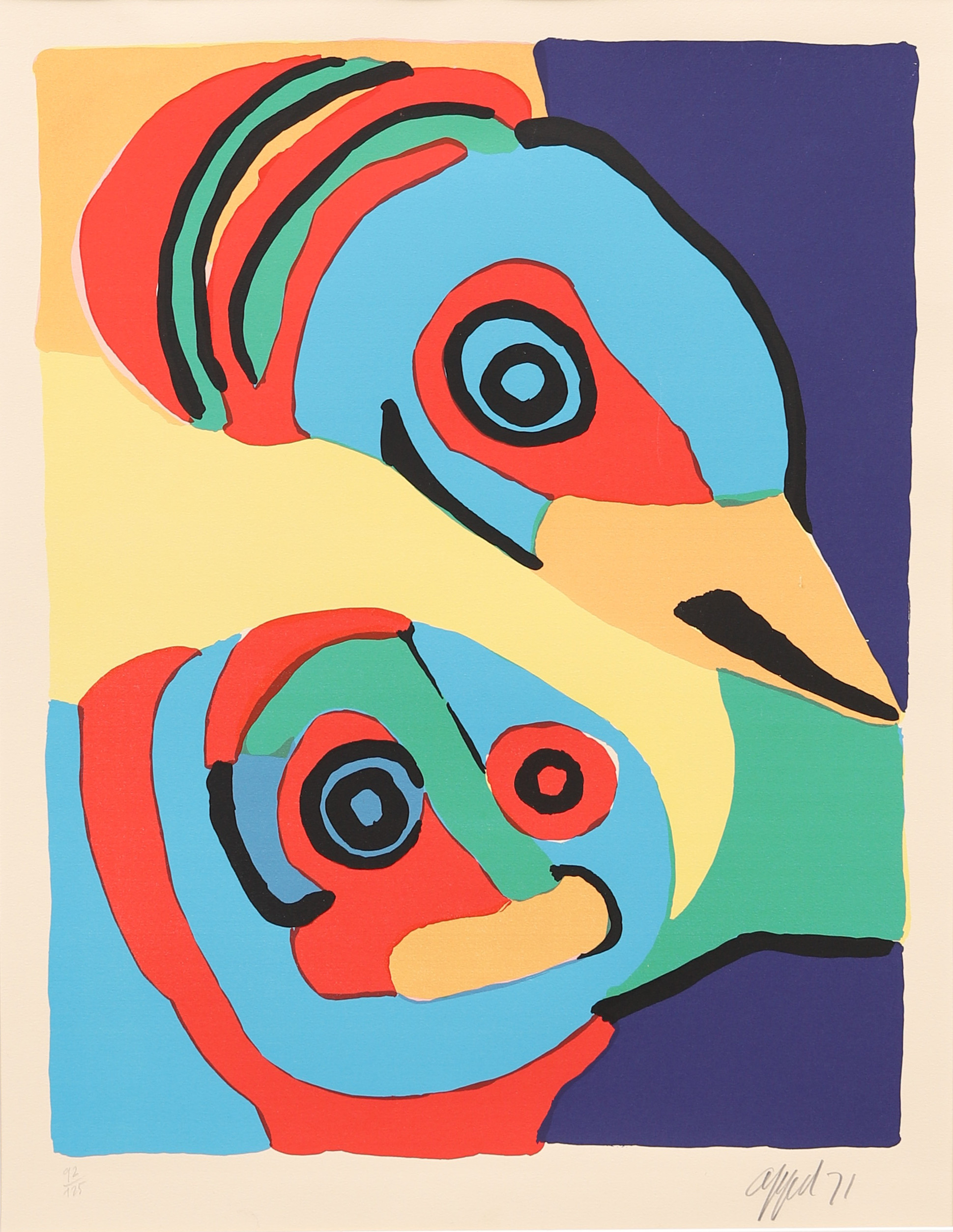 KAREL APPEL. Färglitografi, Figurkomposition, signerad samt numrerad 92/125, daterad 71.