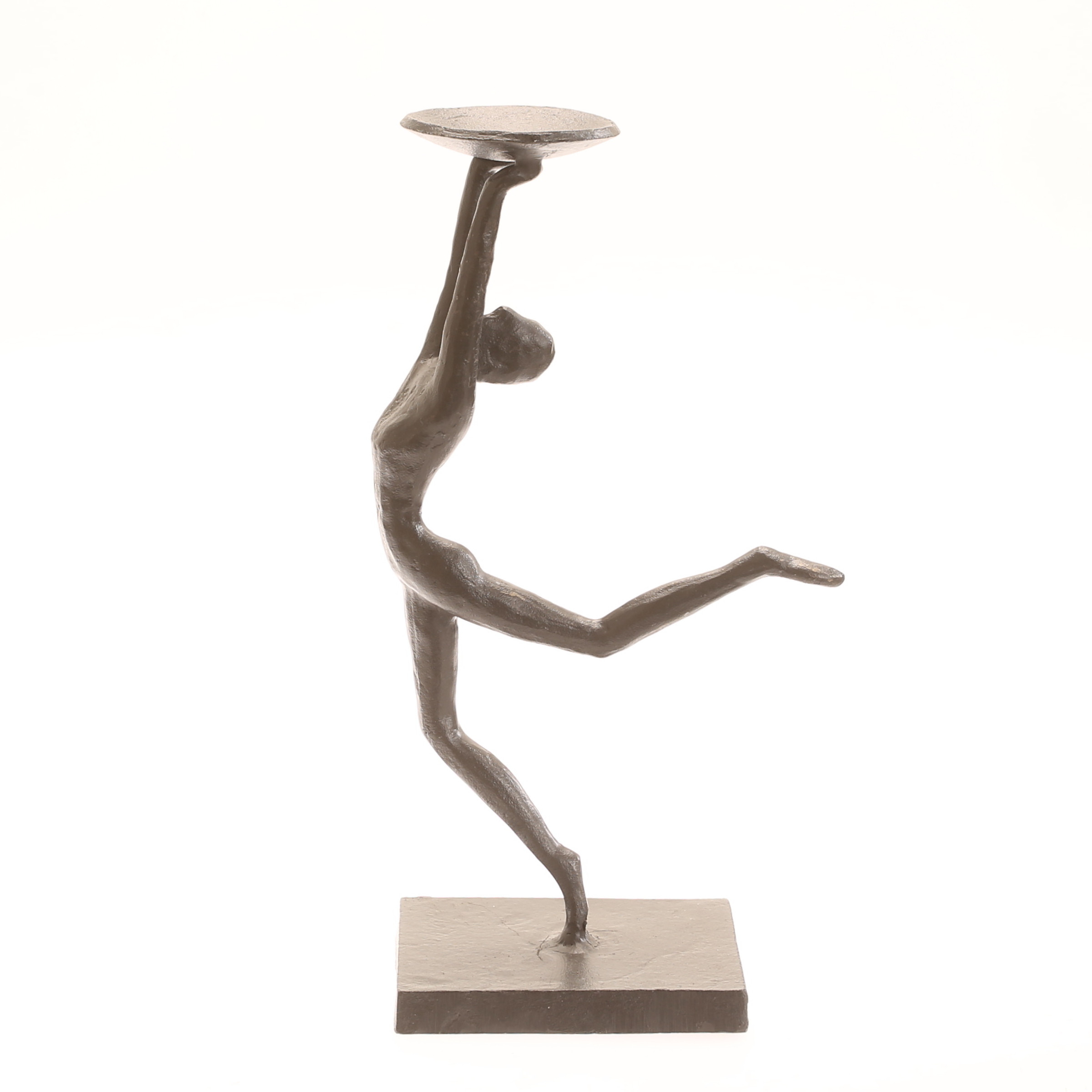 SKULPTUR/LJUSHÅLLARE, gjutjärn, samtida.