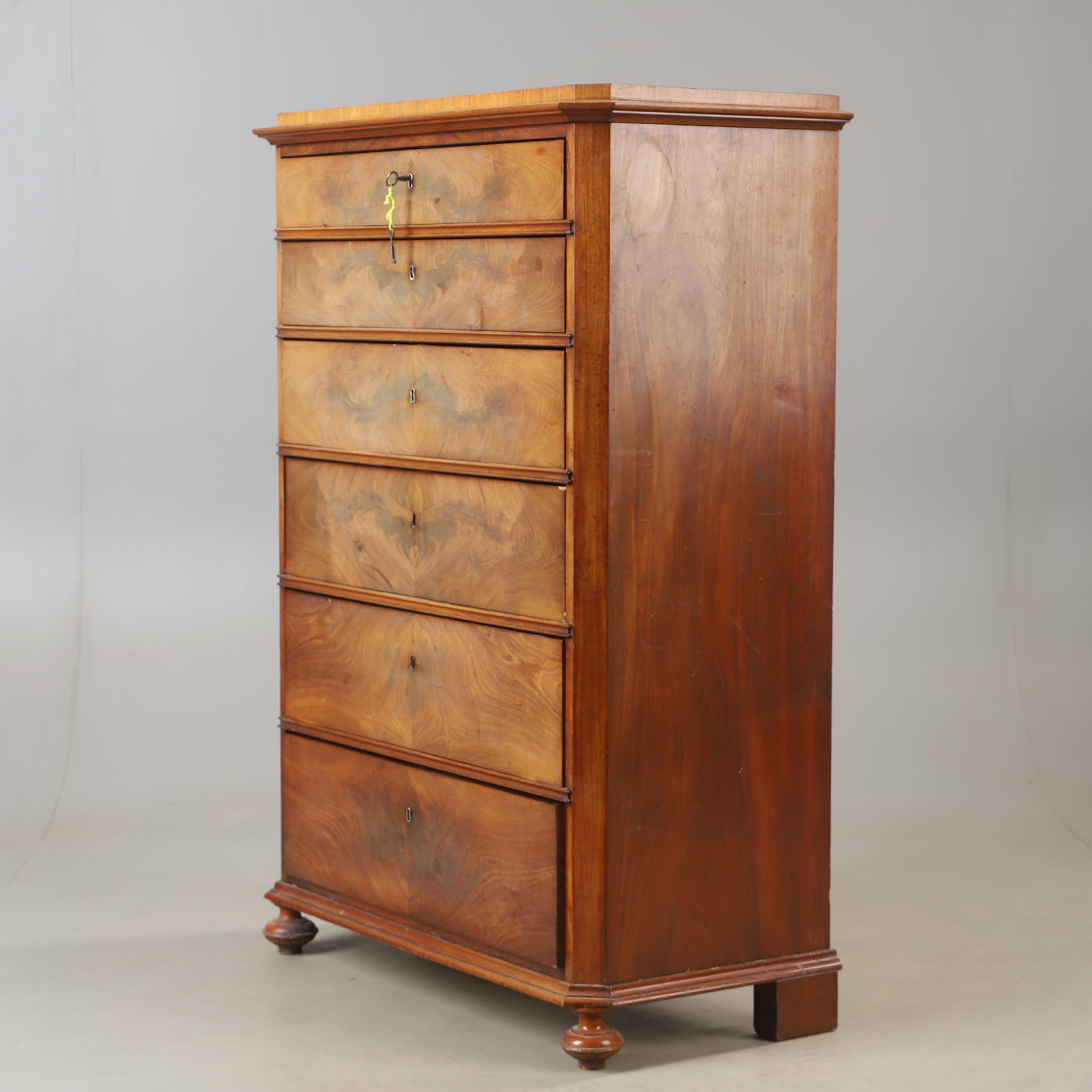 BYRÅ, 6-lådig, mahogny, 1800/1900-tal.