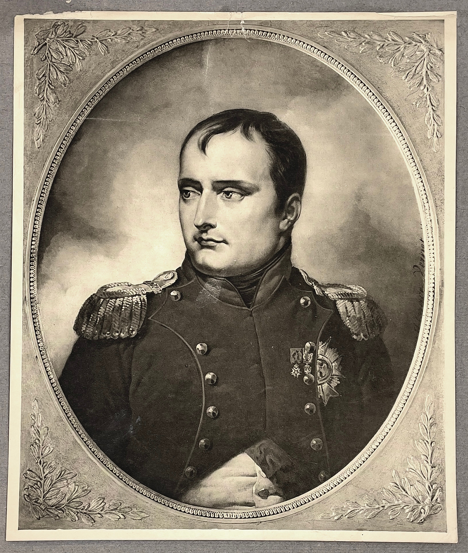 TRYCK, föreställande Napoleon I efter original av Horace Vernet ( 1789 - 1863) , 1900-talets första hälft.
