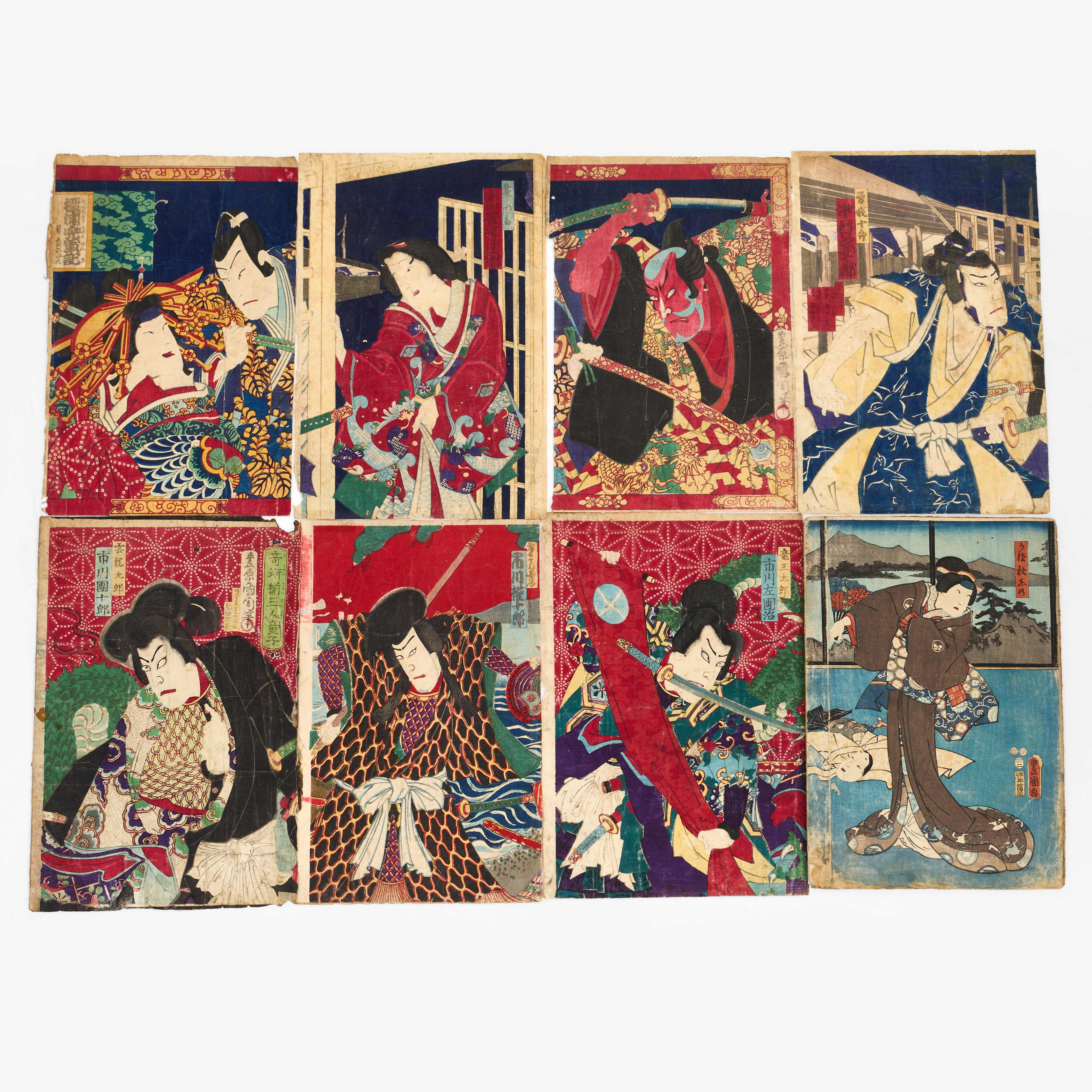 JAPANSKA TRÄSNITT (10 st), olika konstnärer, 1800-talets andra hälft samt omkring 1900.