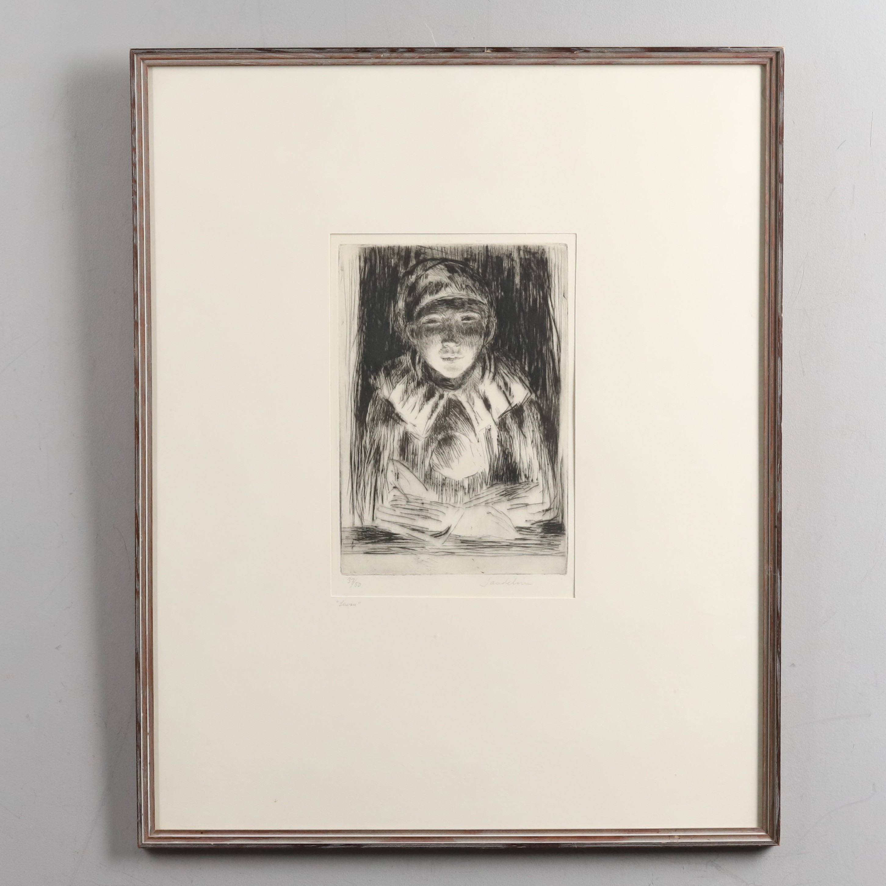 BÖRJE SANDELIN. Etsning, "Luvan", signerad och numrerad 37/50.