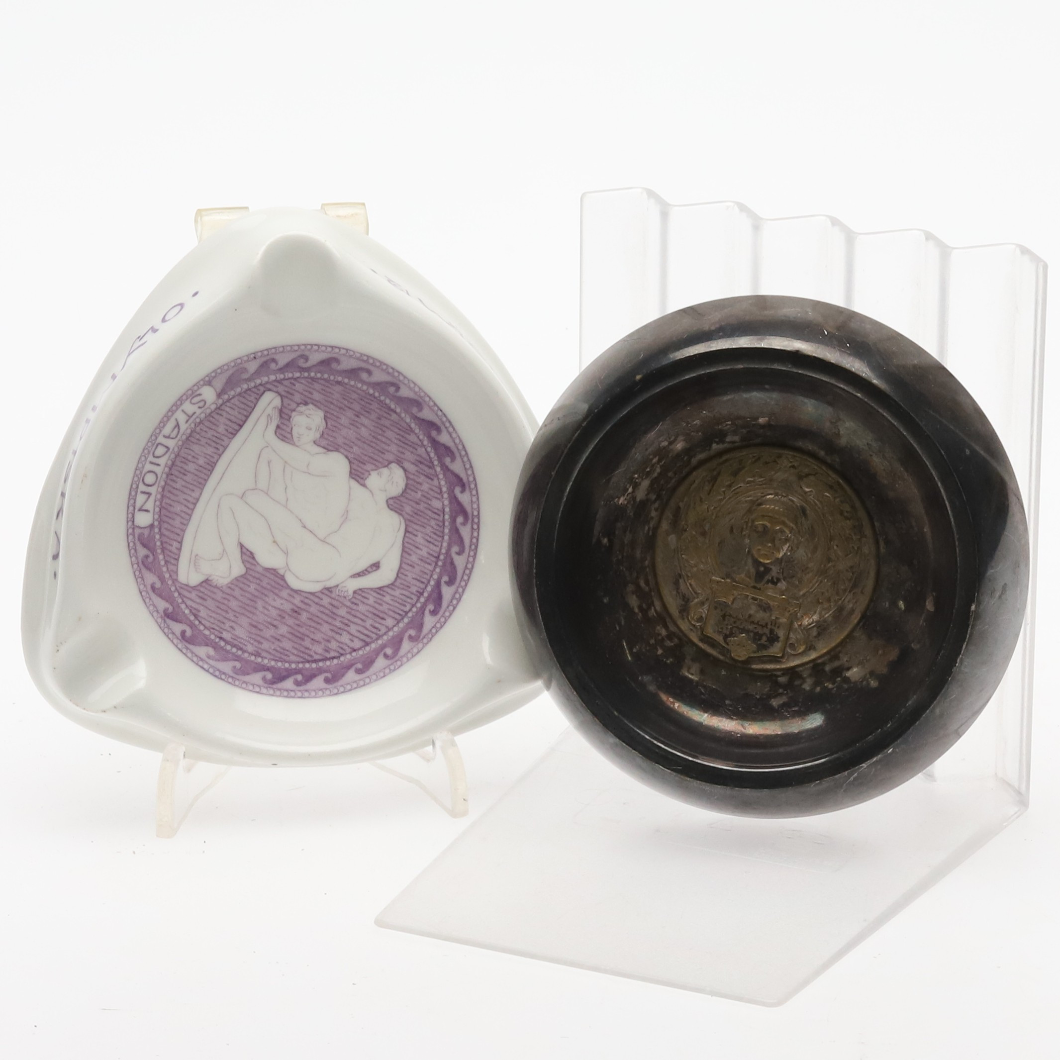 ASKFAT, Stockholms olympiaden 1912, porslin, metall, bla. Rörstrand.