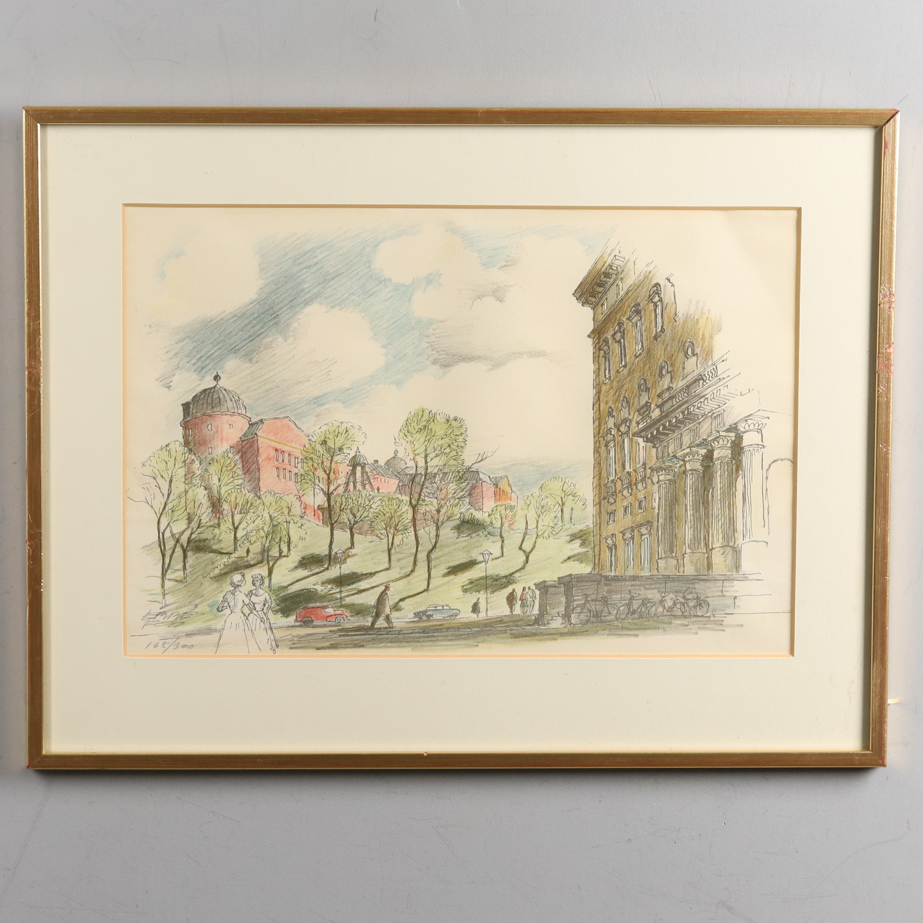 EBBE FOG. Färglitografi, "Uppsala Slott", signerad och numrerad 168/300.