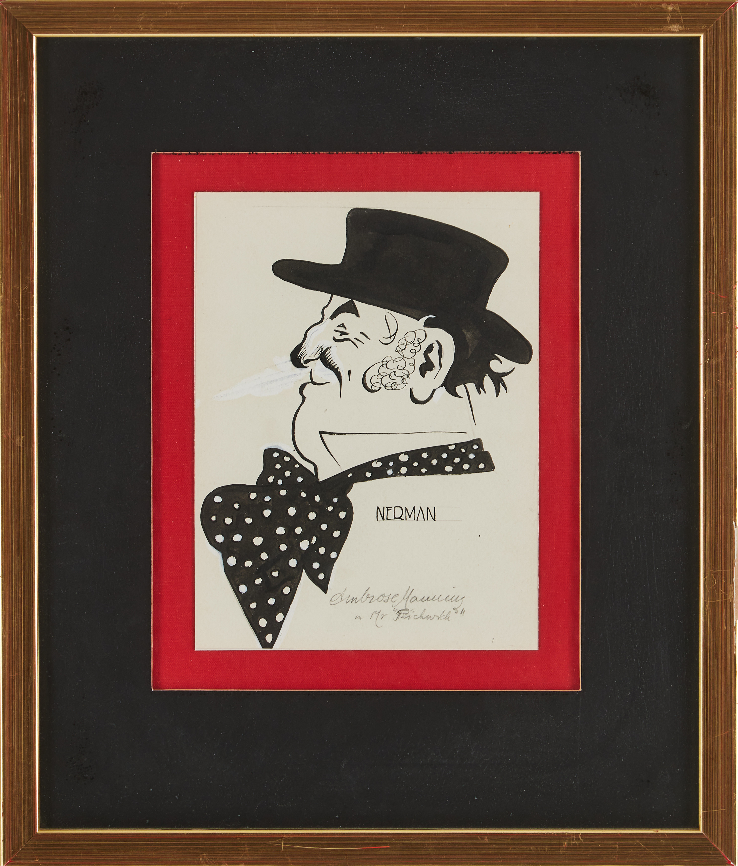 EINAR NERMAN (1888-1983). Porträtt, 5 st, bl a föreställande Ambrose Manning, Jack Heller, Franklyn Bellamy, tusch och täckvitt.