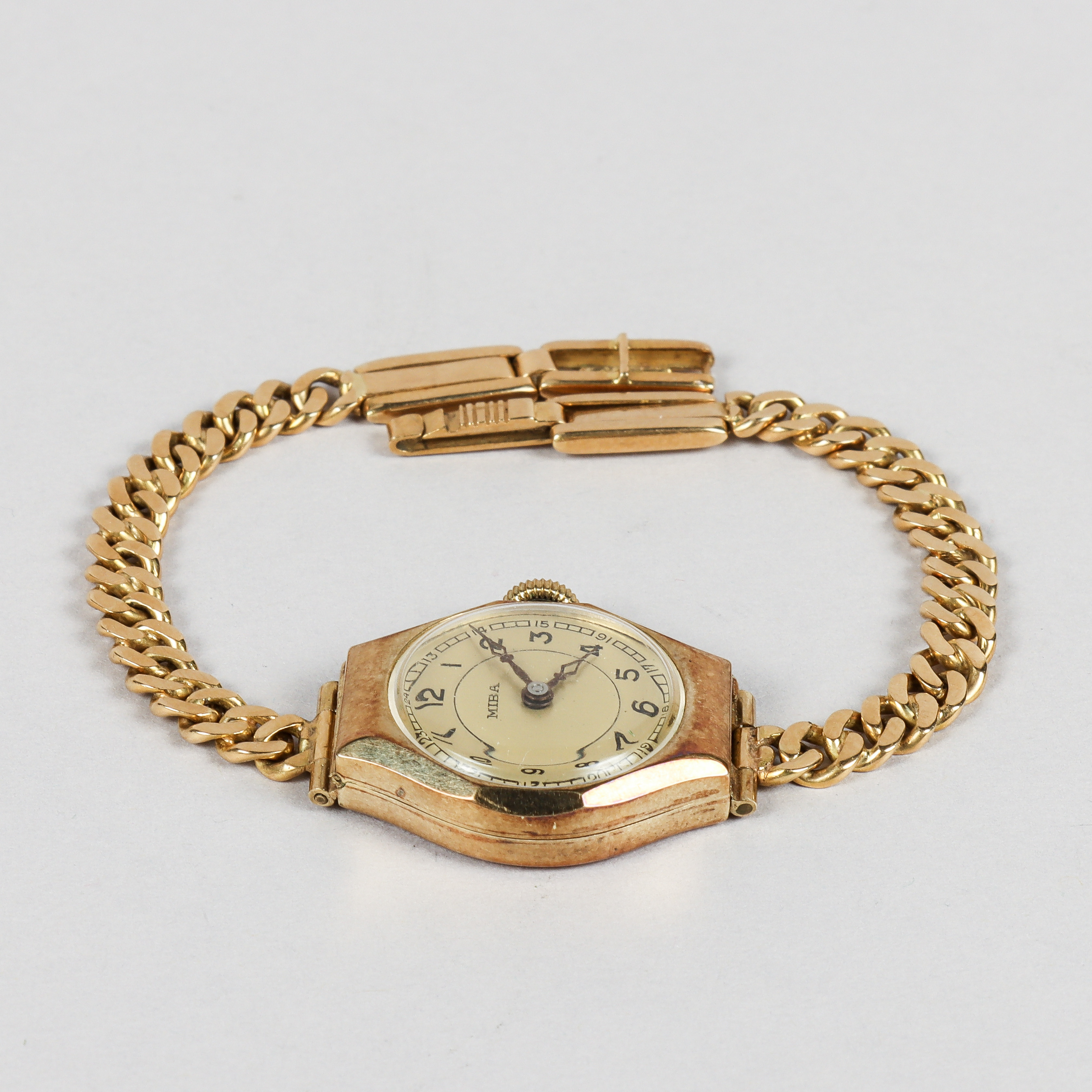 MIBA damur, boett i 14k guld, armband i 18k guld, manuell.