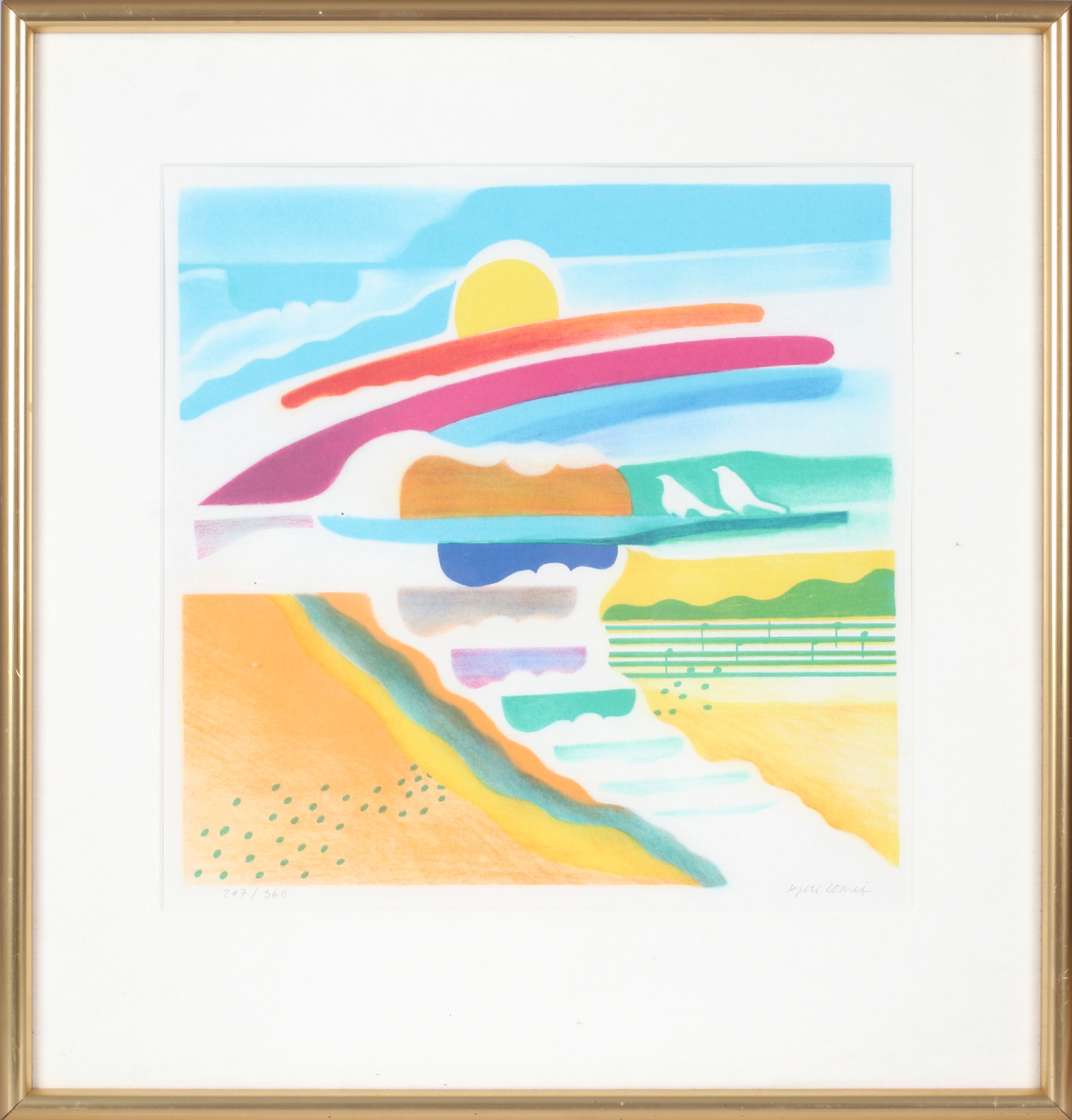 KJELL LÖNNÅ. Komposition, färglitografi, signerad och numrerad 247/360.