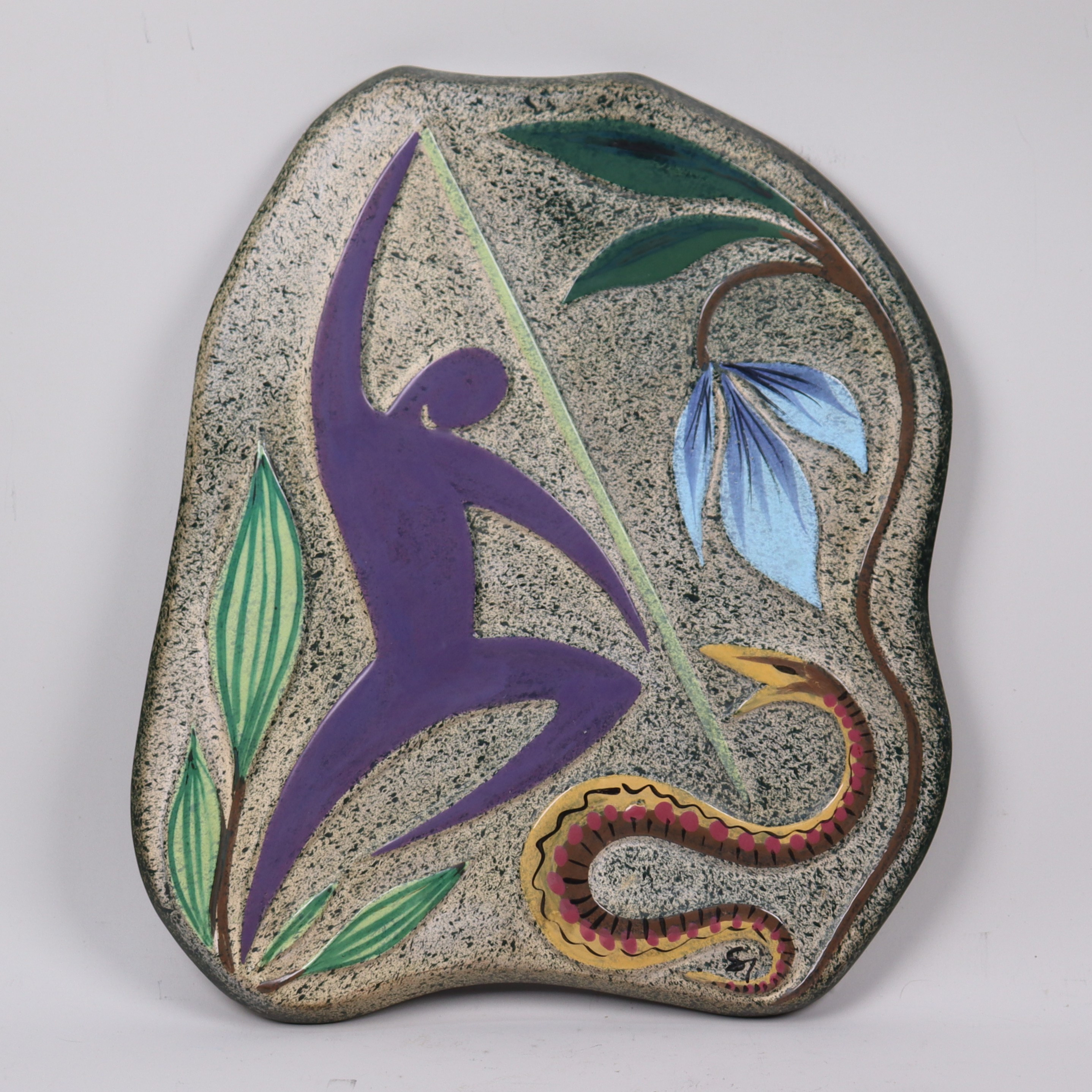 GERDA LUND. "Adam", väggrelief, Syco Keramik, 1960-tal.