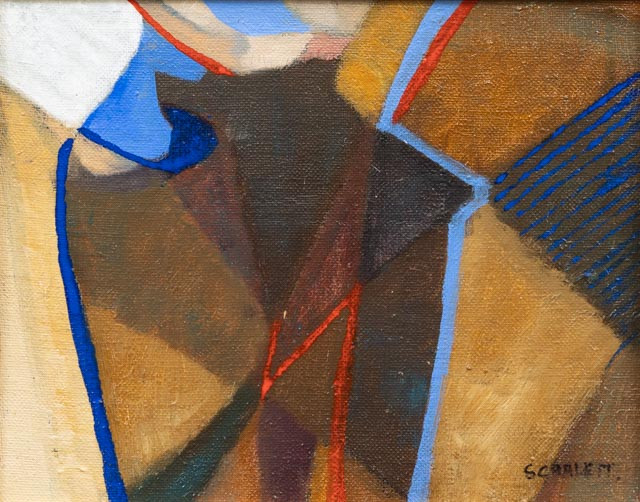 ROLPH SCARLETT (KANADA, 1881/89-C.1984). Komposition, olja på pannå, signerad.