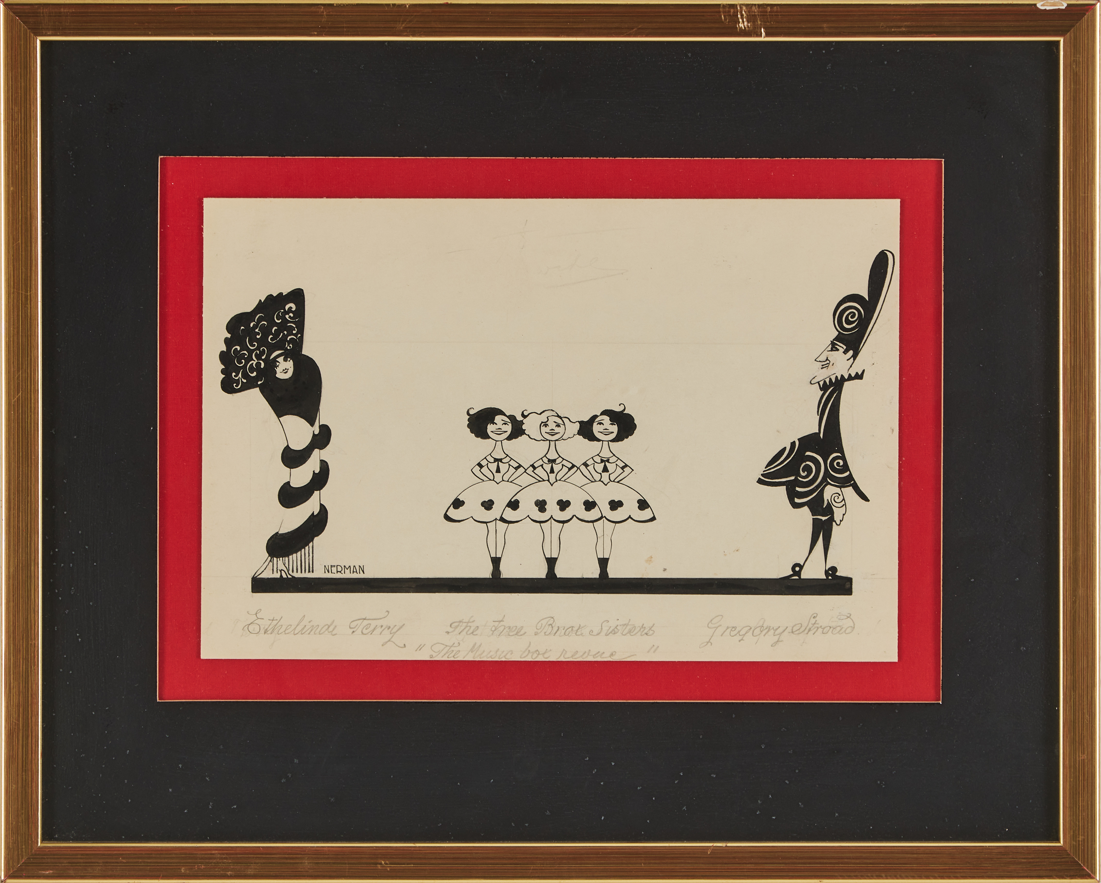 EINAR NERMAN (1888-1983). (2) "The Three Braxsisters", Folkdans, tusch och täckvitt.