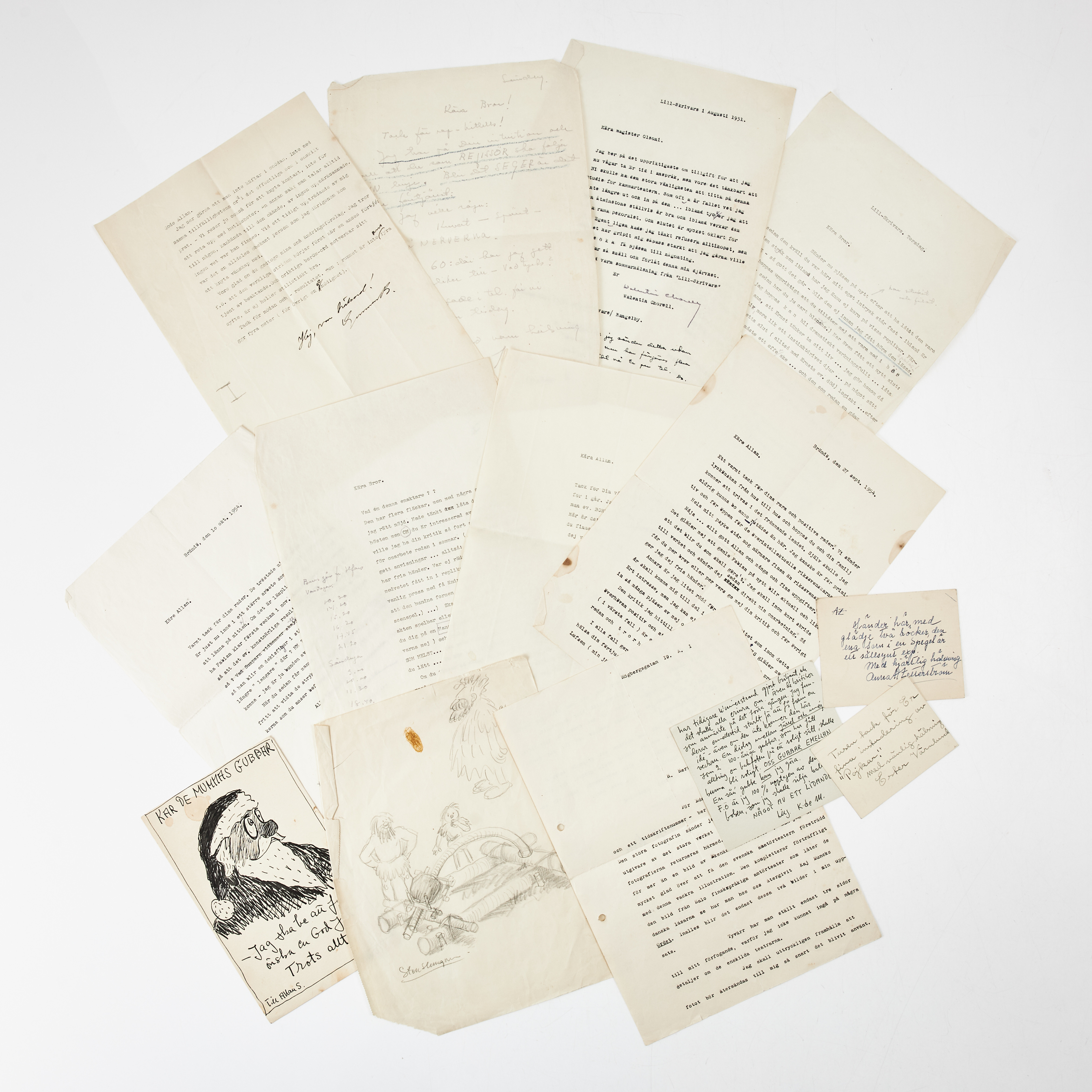 SAMLING BREV AV WALENTIN CHORELL, 1 av Gunnar Björling, Hirn m.fl., 1950-tal, proveniens Allan Schulman, 14 st.
