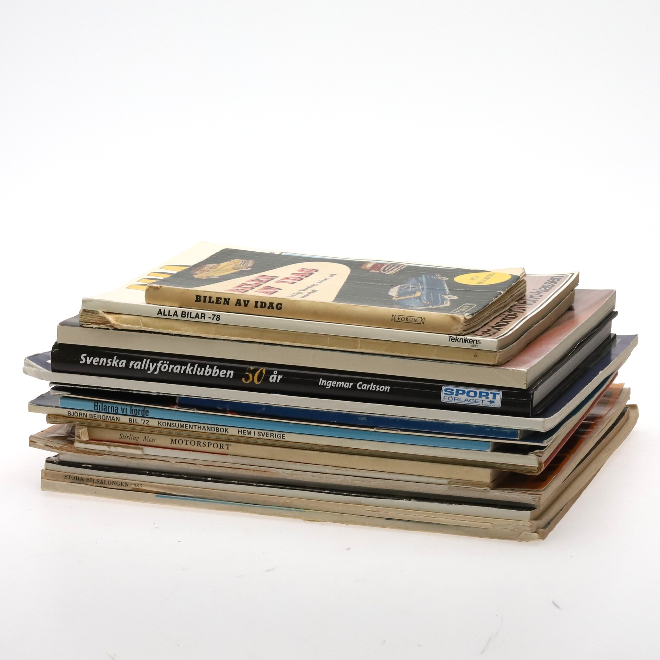 BILLITERATUR, 16 st, böcker, magasin, 1963-2012.