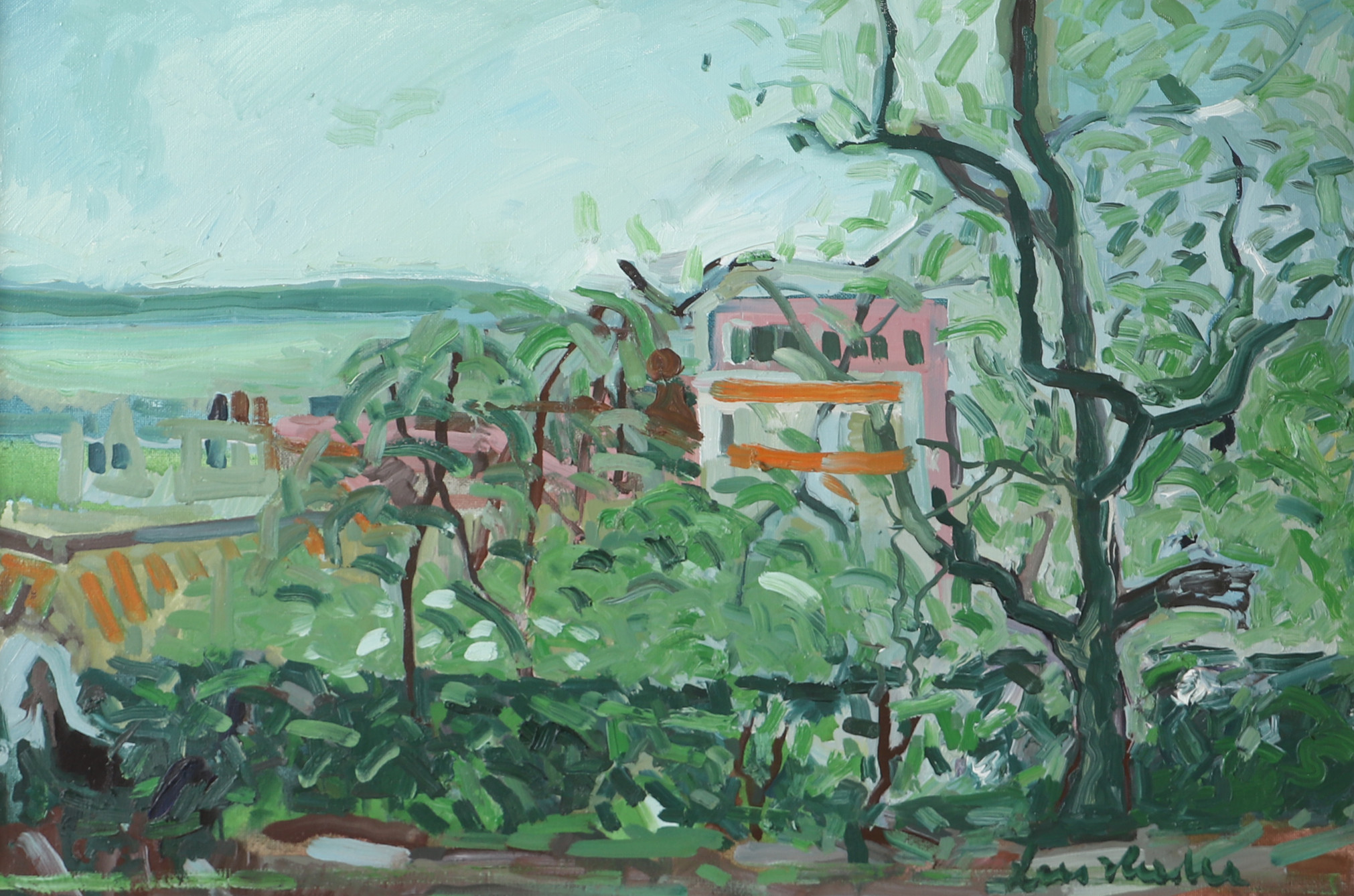 LARS HERDER. Helsingborgsmotiv, olja på duk, signerad.