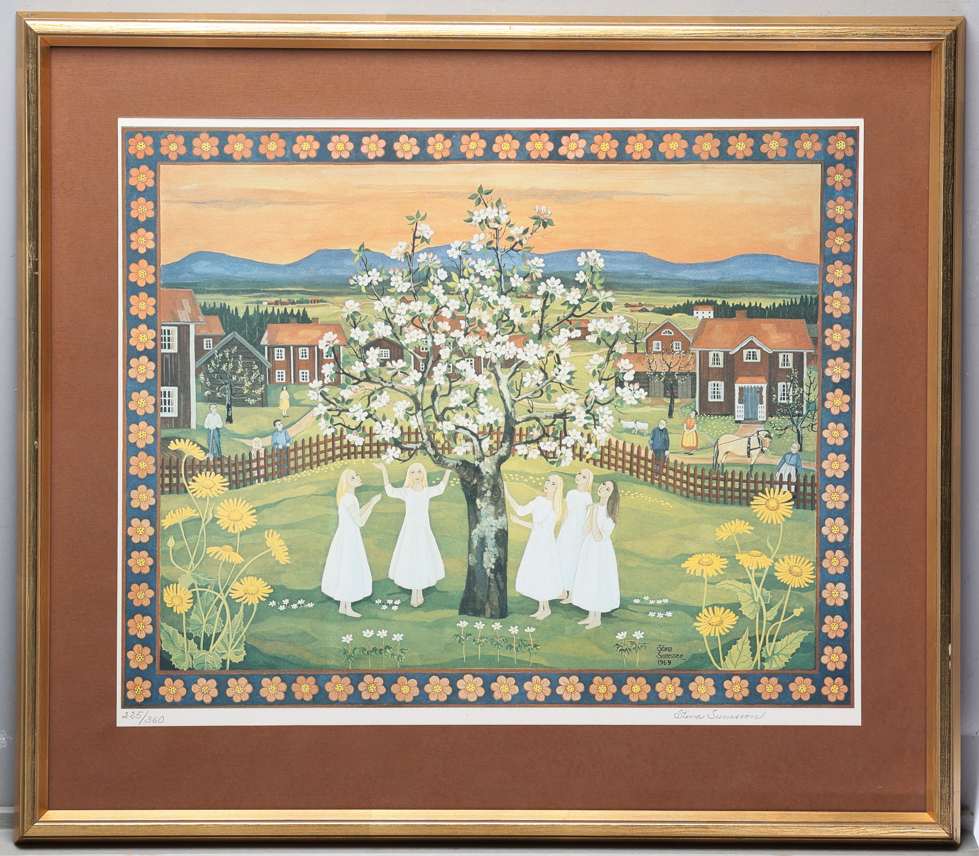 STINA SUNESSON. Grafiskt tryck, signerad, numrerad 225/360, daterad 1969.