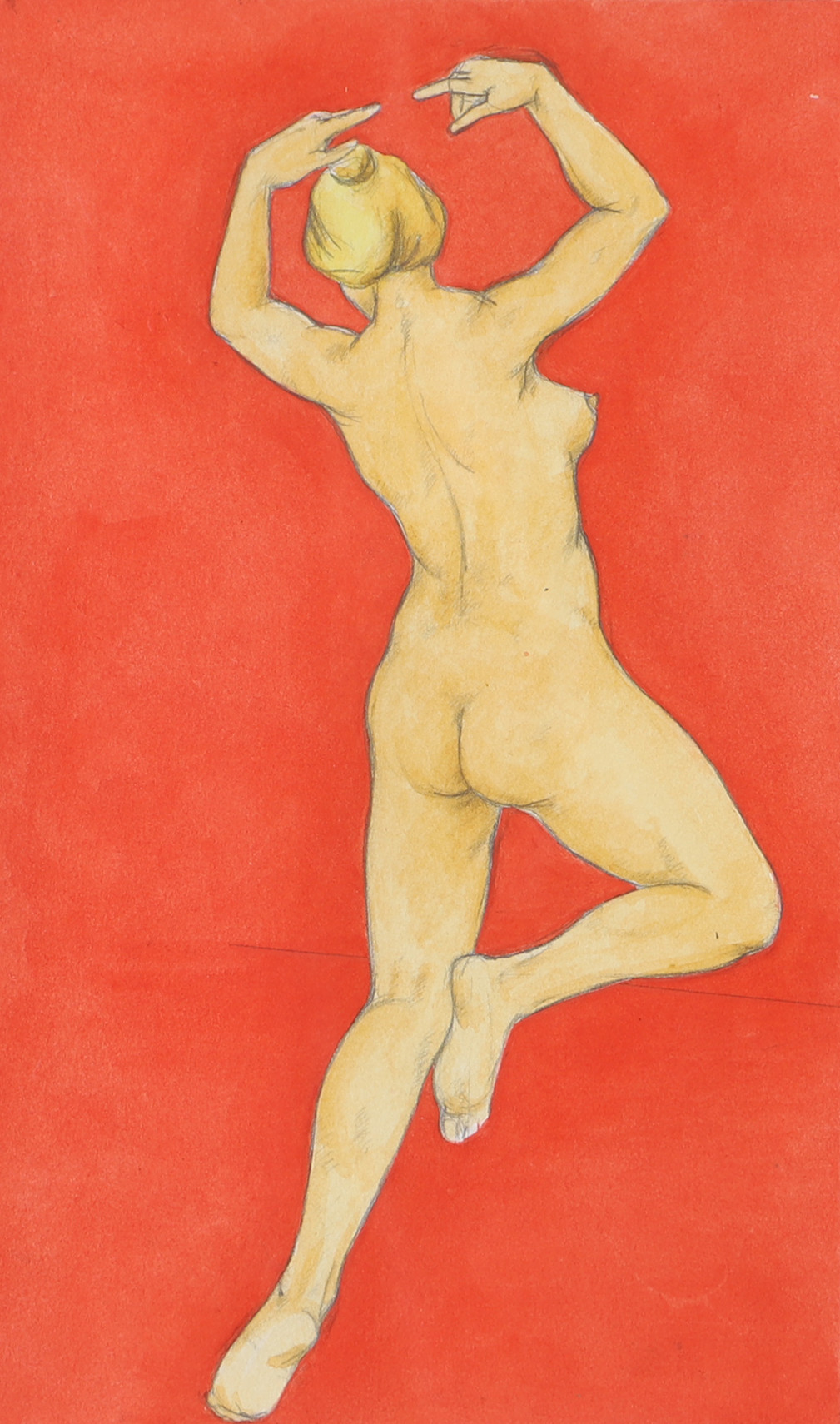 OIDENTIFIERAD KONSTNÄR. Kvinnostudie, blandteknik, otydligt signerad.