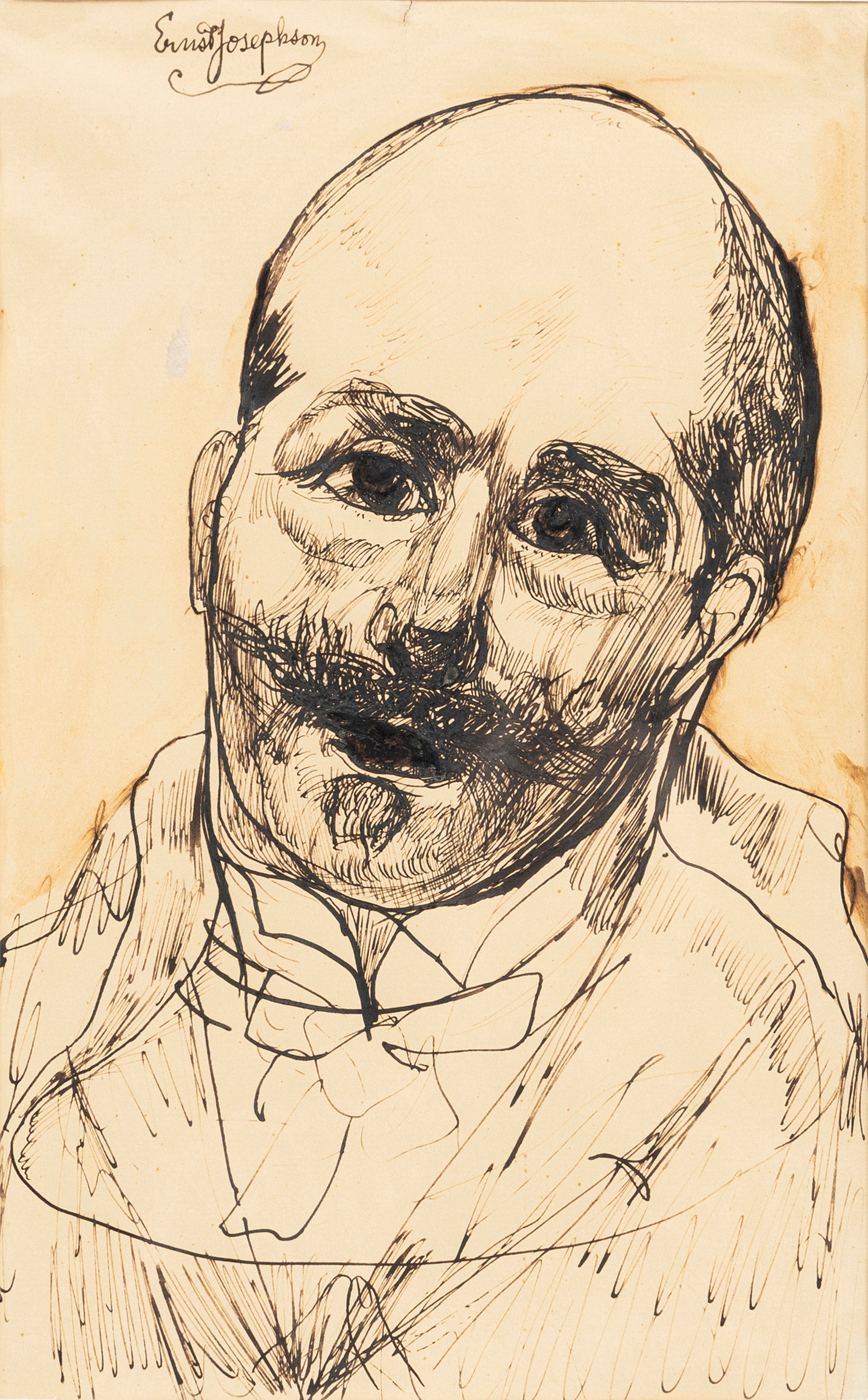 ERNST  JOSEPHSON. teckning, mansporträtt, signerad.