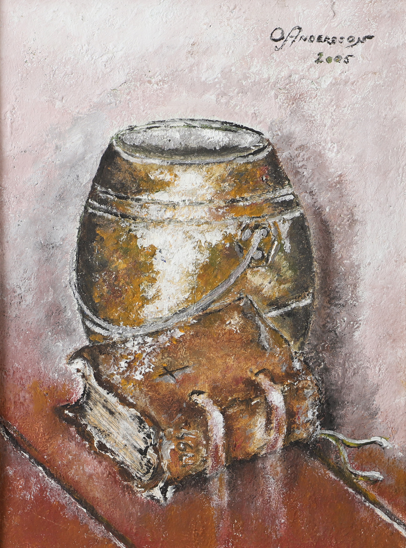 OIDENTIFIERAD KONSTNÄR. Stilleben, olja på duk, signerad O. Andersson 2005.