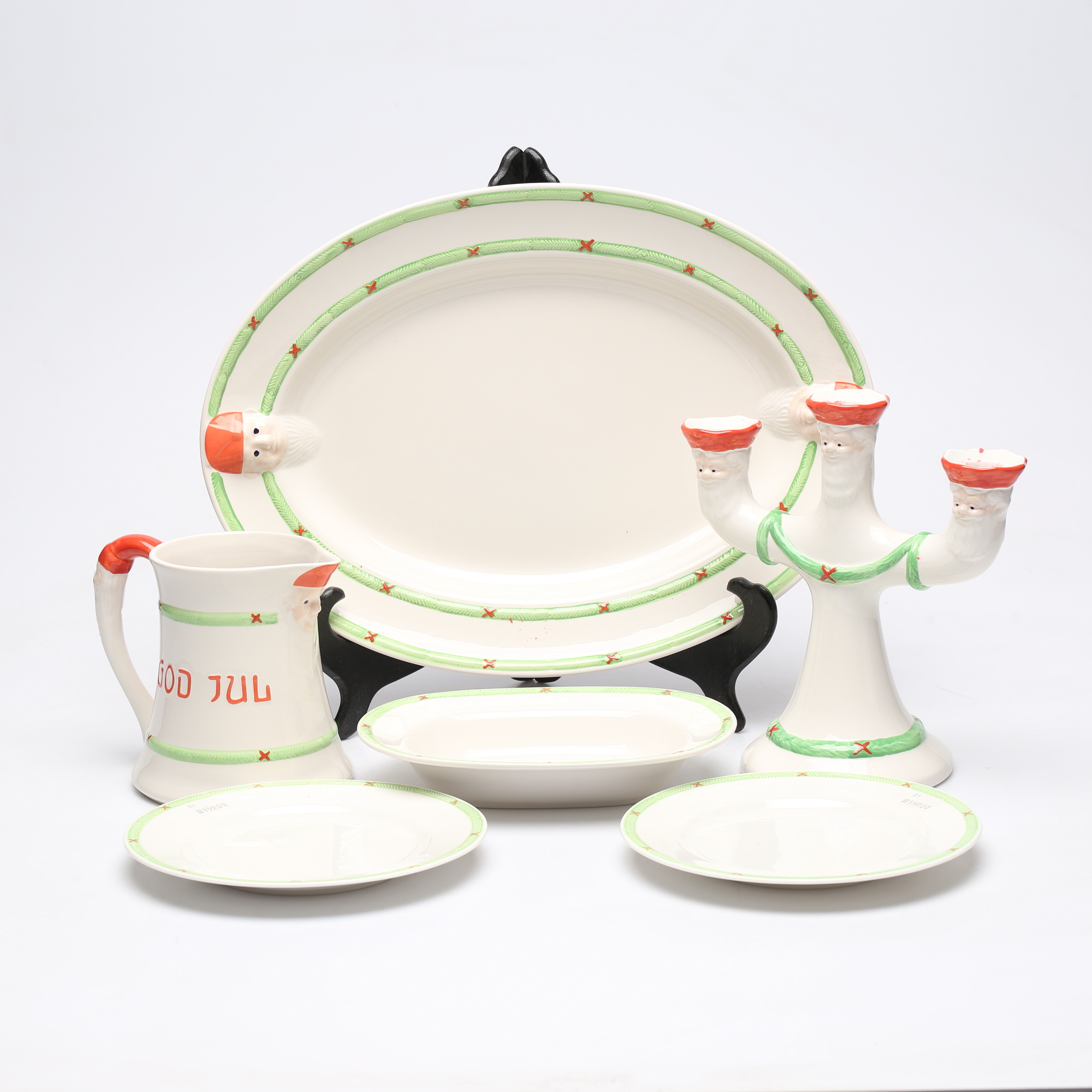 SERVISDELAR, 6 delar, porslin, "God jul", Rörstrand/Gustavsberg.
