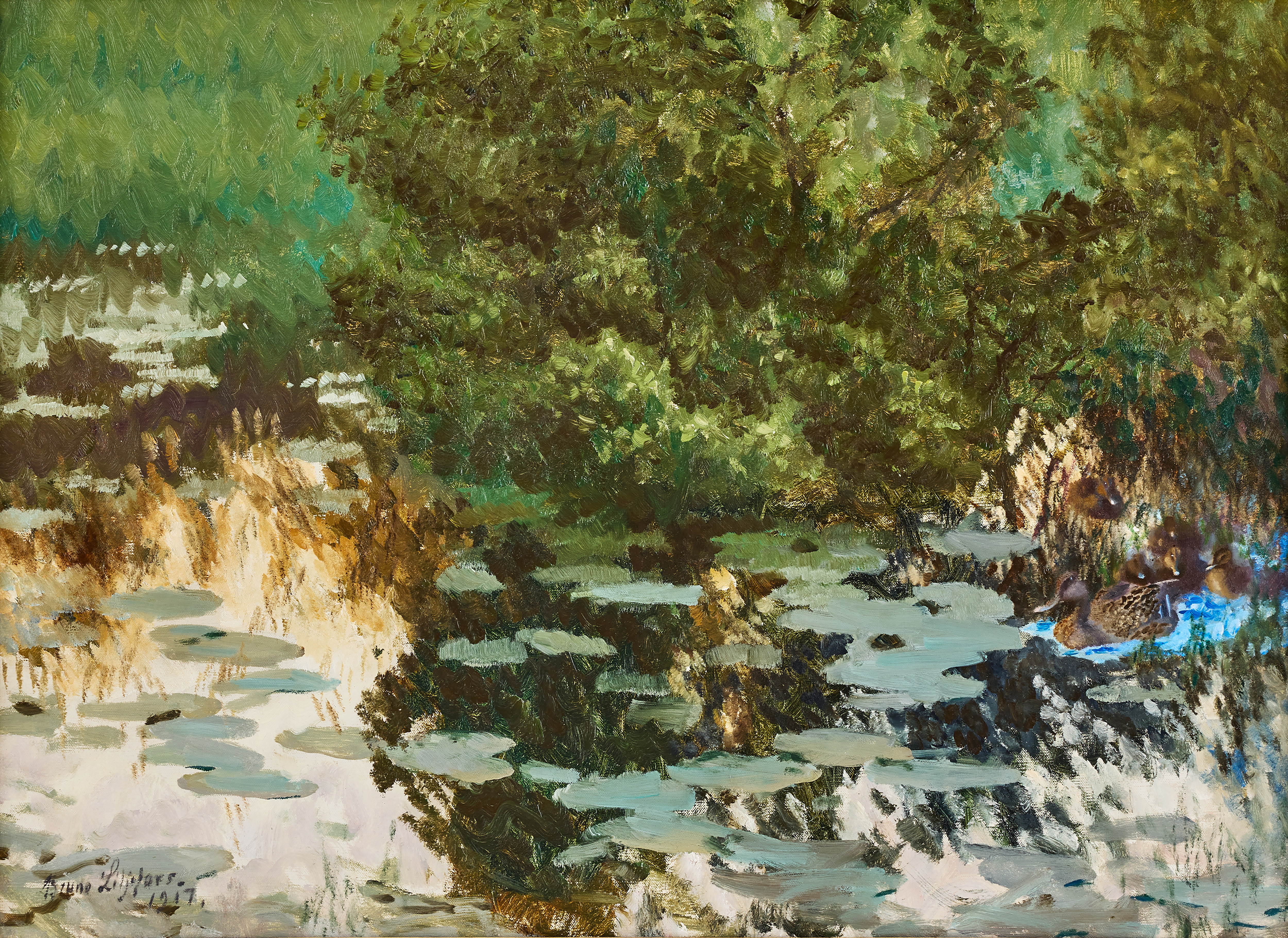 BRUNO LILJEFORS. Andfamilj bland näckrosor.
