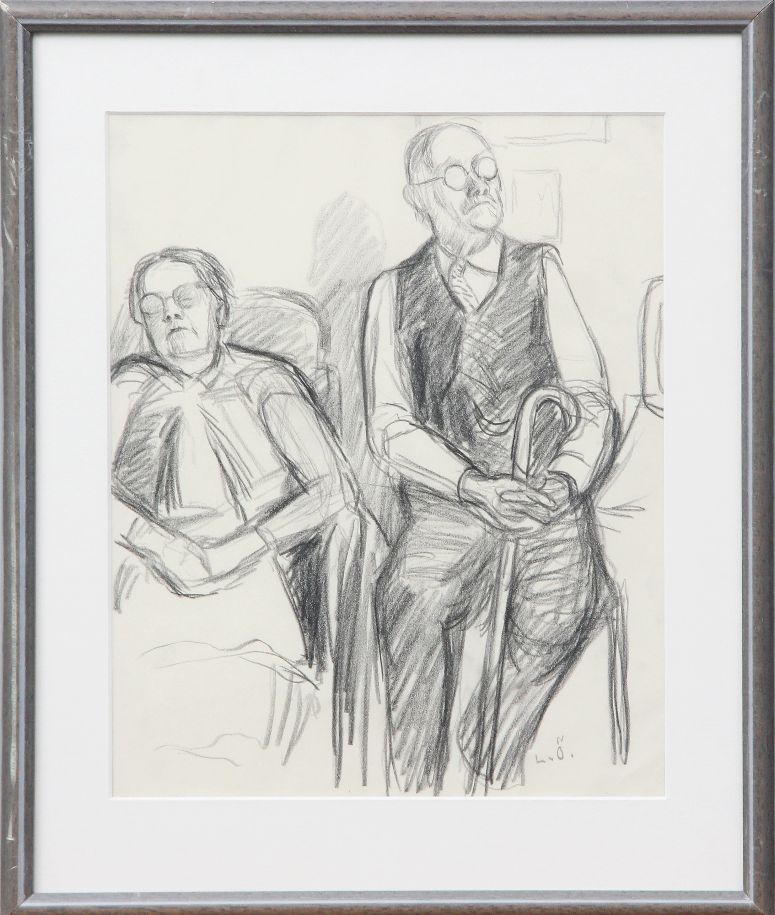 OIDENTIFIERAD KONSTNÄR. TECKNING, blyerts, signerad L Ö.