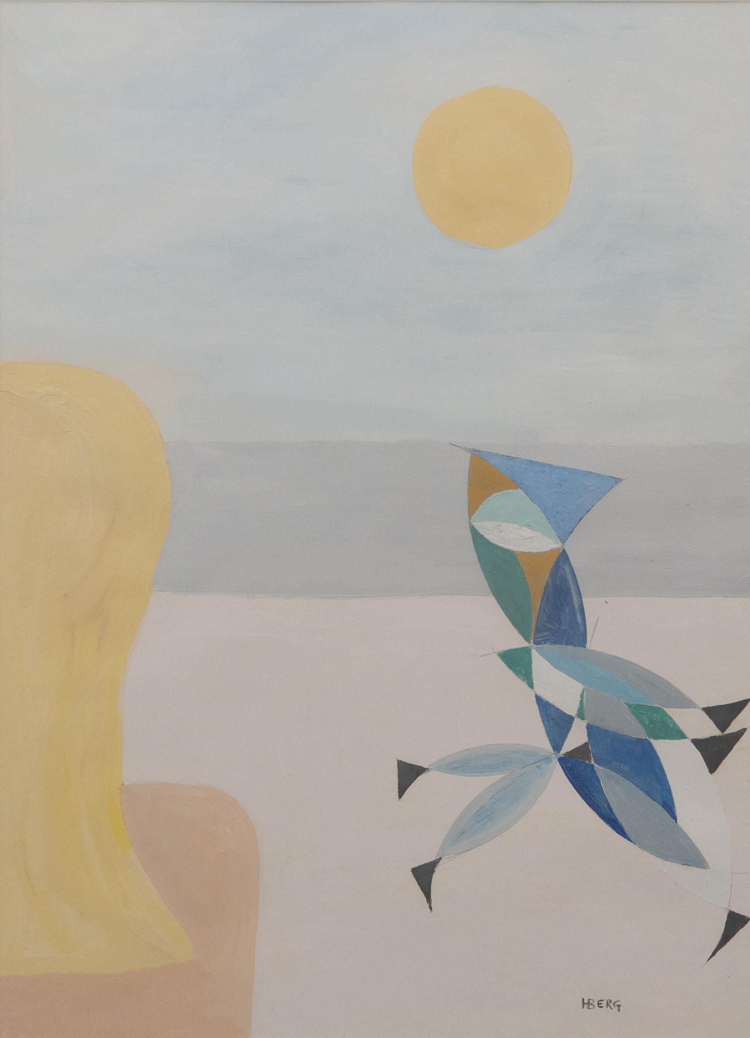 OIDENTIFIERAD KONSTNÄR. Strandmotiv, blandteknik, signerad H Berg.