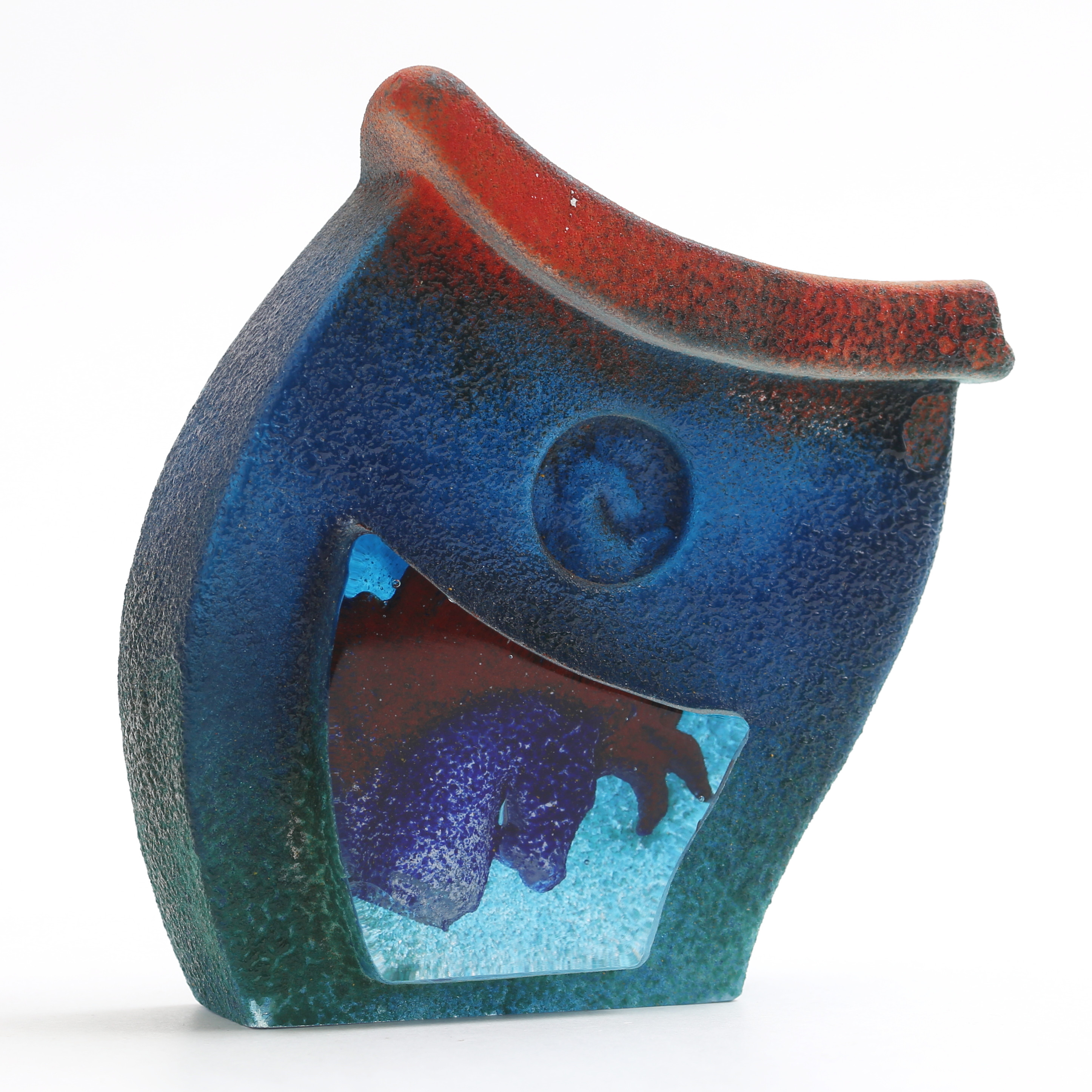 KJELL ENGMAN. Skulptur, "Inside", konstglas, Kosta Boda, signerad.